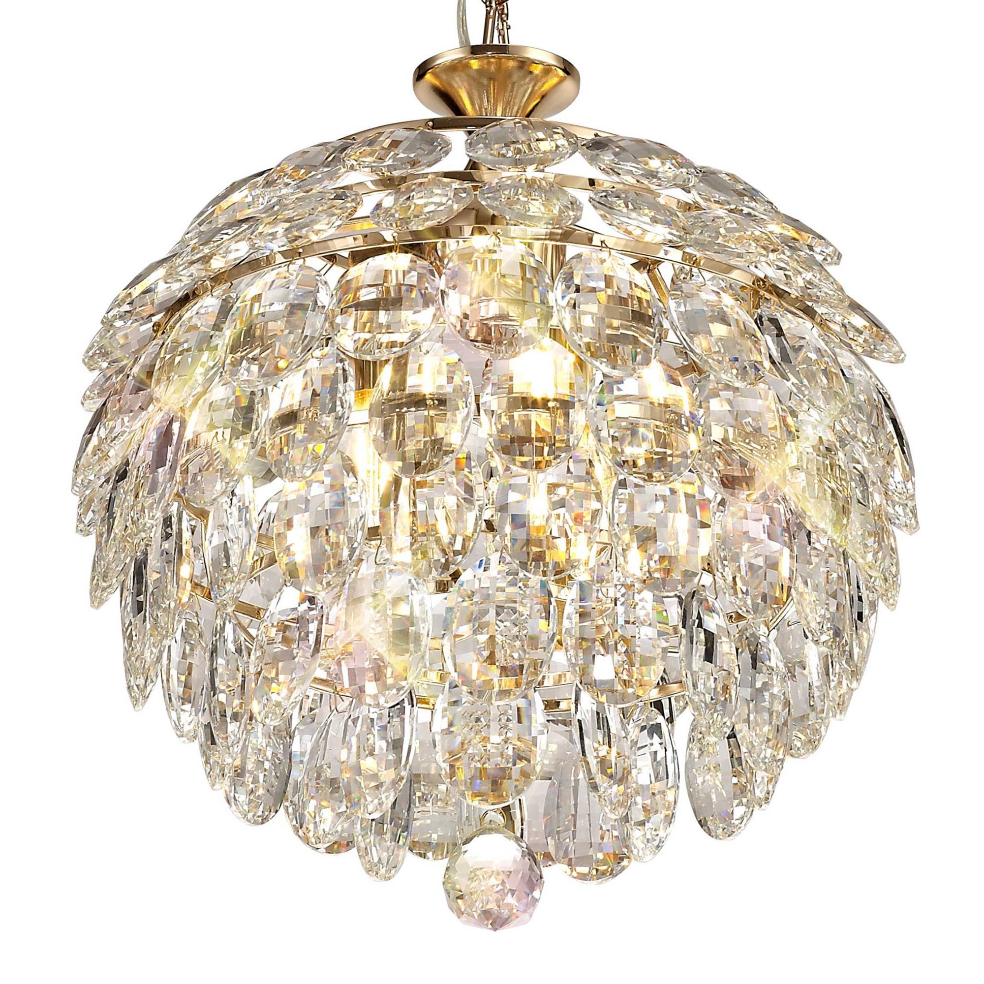 Diyas Coniston Pendant 3 Light E14 - French Gold/Crystal