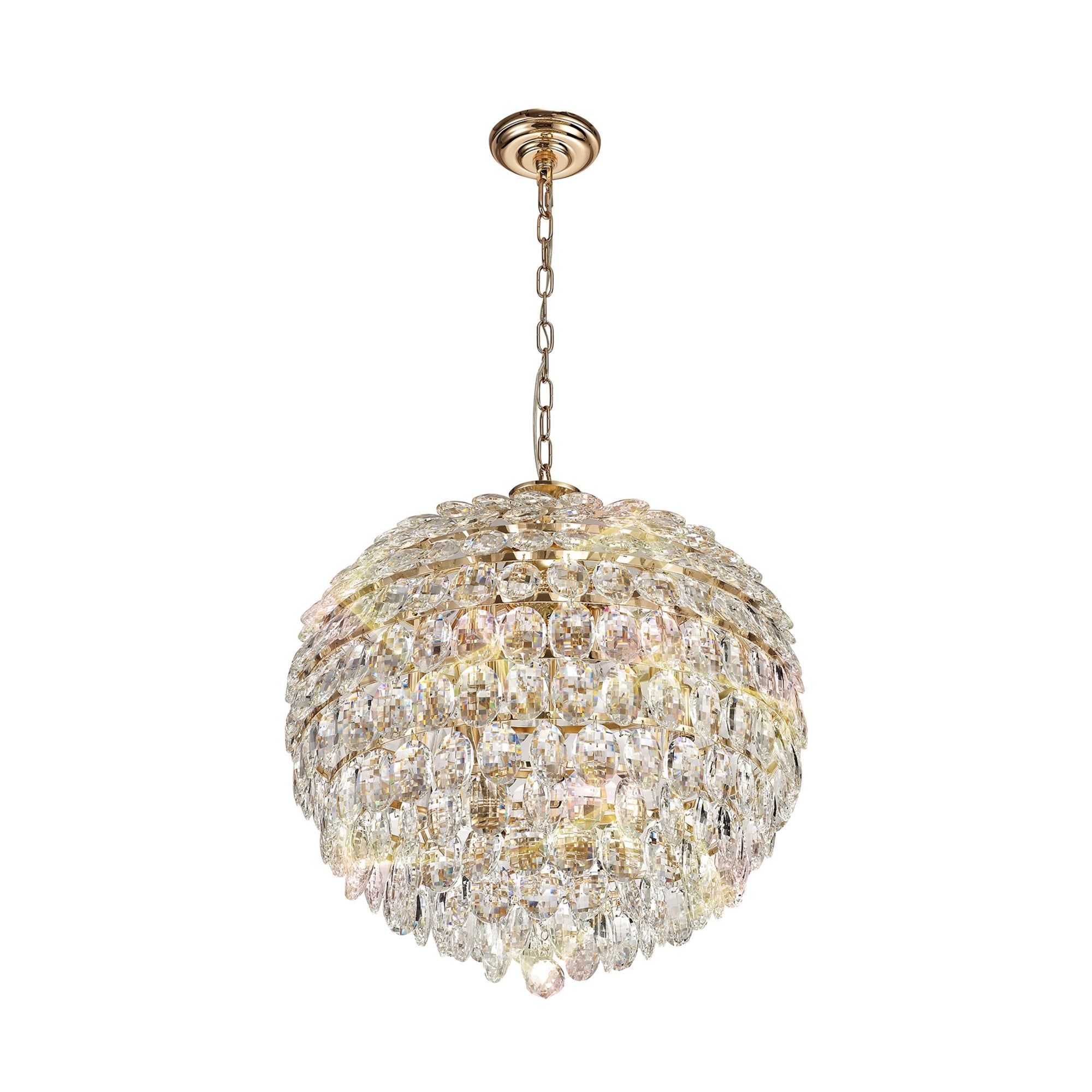 Diyas Coniston Pendant 9 Light E14 - French Gold/Crystal