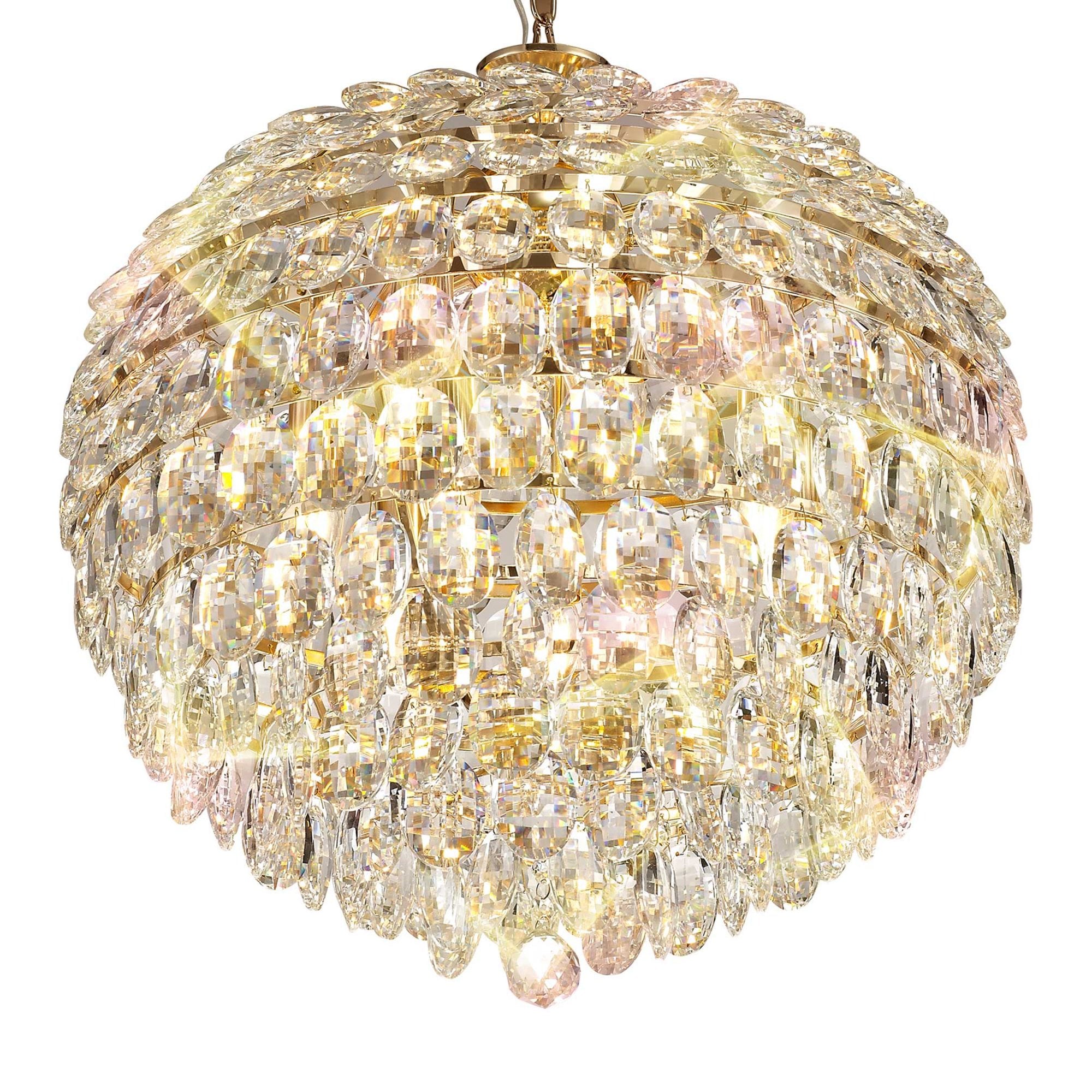 Diyas Coniston Pendant 9 Light E14 - French Gold/Crystal