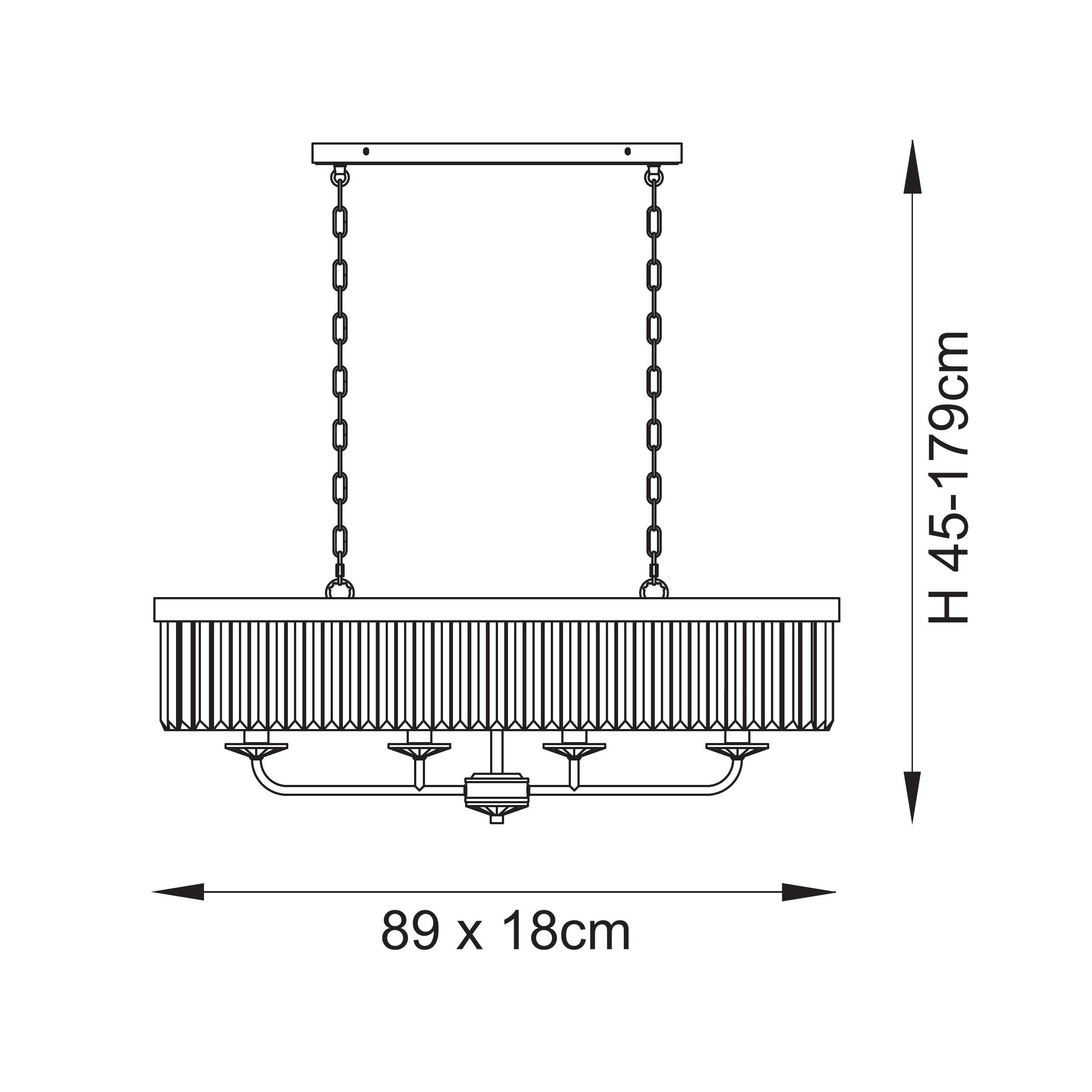 Utopia Martini 4 Light Linear Ceiling Pendant - Bright Nickel & Clear Cut Glass
