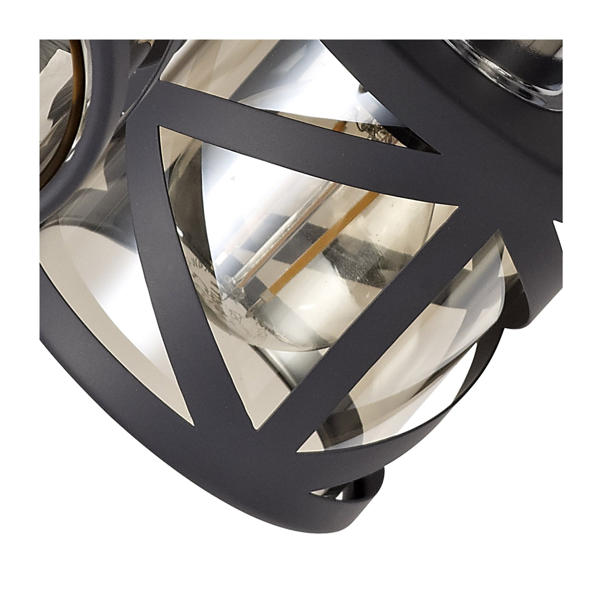 Fabula Leaden 3 Light Round Spotlight - Matt Grey, Polished Chrome & Cognac Glass