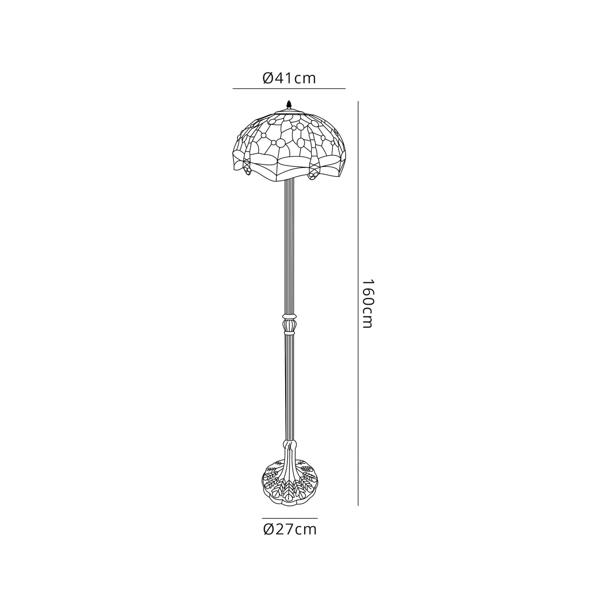 Fabula Hornbeam 2 Light Leaf Design Floor Lamp - 40cm Tiffany Shade - Blue & Orange