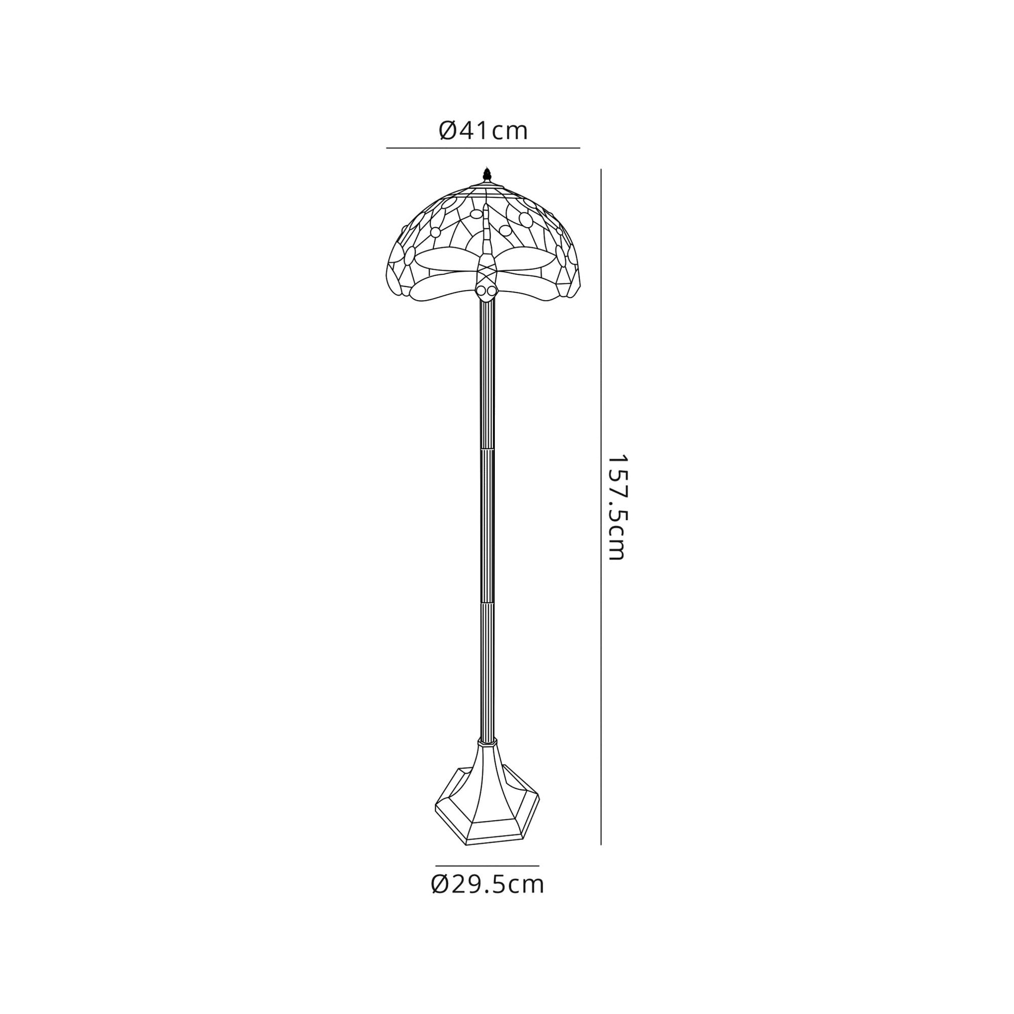 Fabula Hornbeam 2 Light Octagonal Floor Lamp - 40cm Tiffany Shade - Purple & Pink