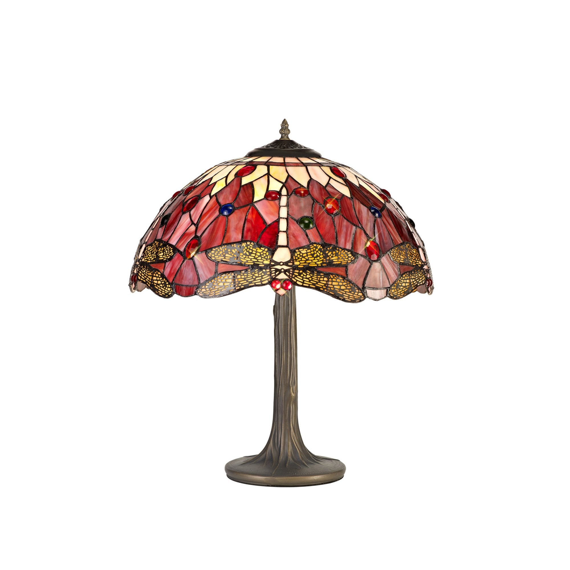 Fabula Hornbeam 2 Light Tree Like Table Lamp - 40cm Tiffany Shade - Purple & Pink