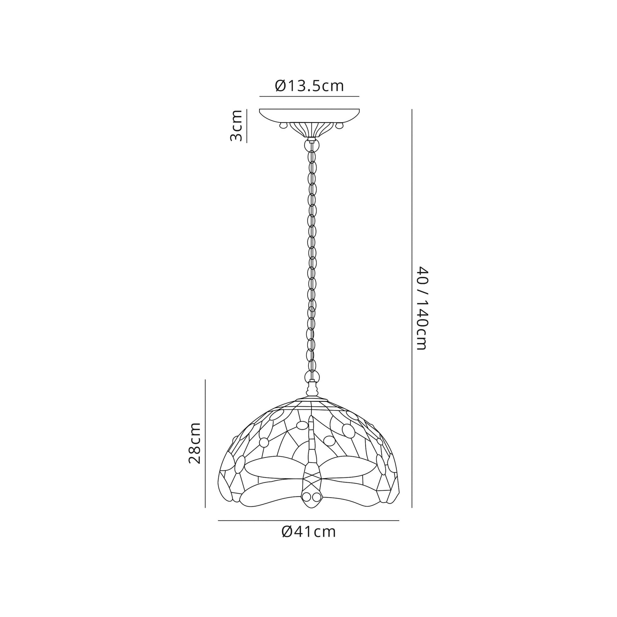 Fabula Hornbeam 2 Light Downlighter Pendant - 40cm Tiffany Shade - Purple & Pink