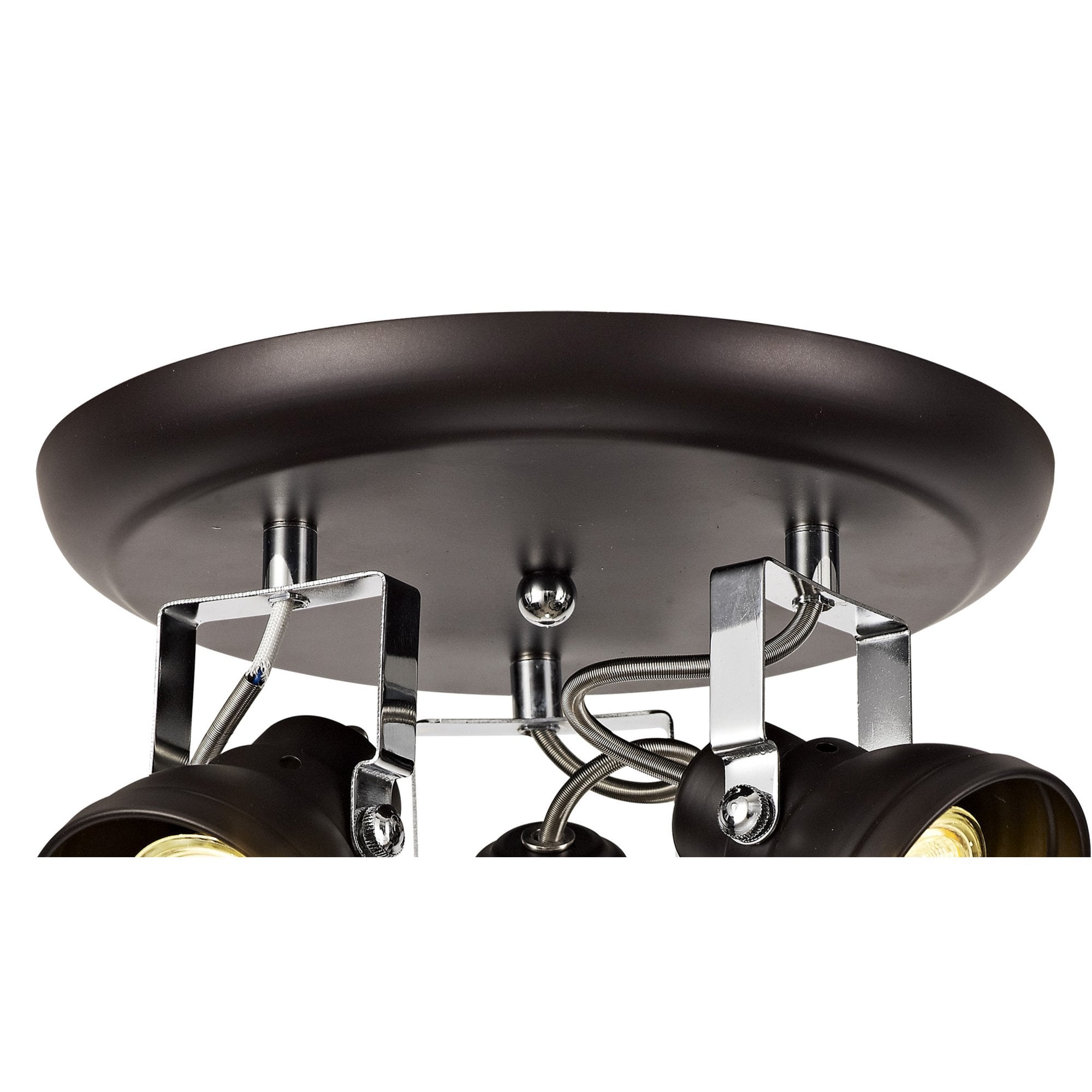 Fabula Thistle 3 Light Adjustable Round Spotlight - Oiled Bronze & Polished Chrome