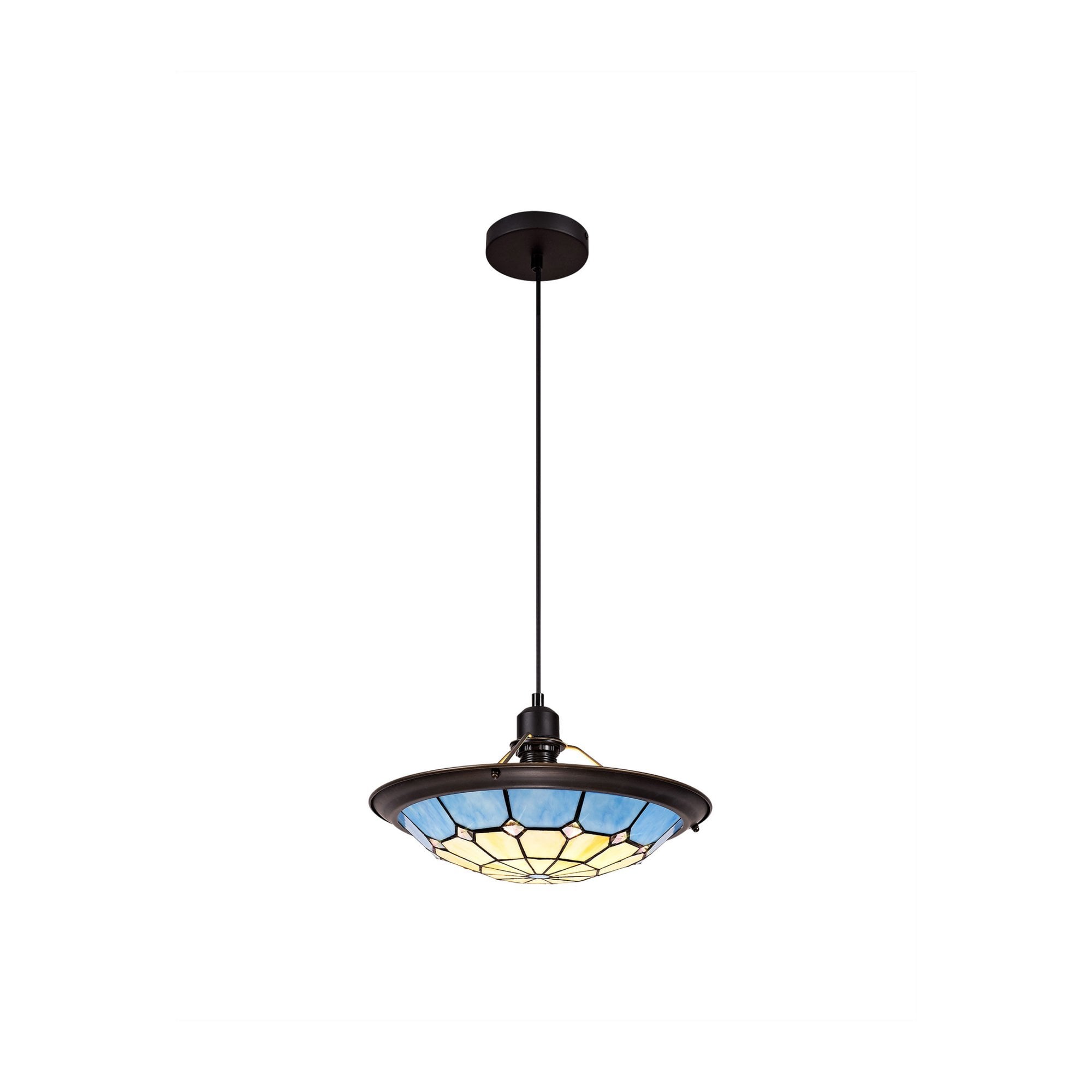 Fabula Althorne Single Pendant - 35cm Tiffany Shade - Rich Blue