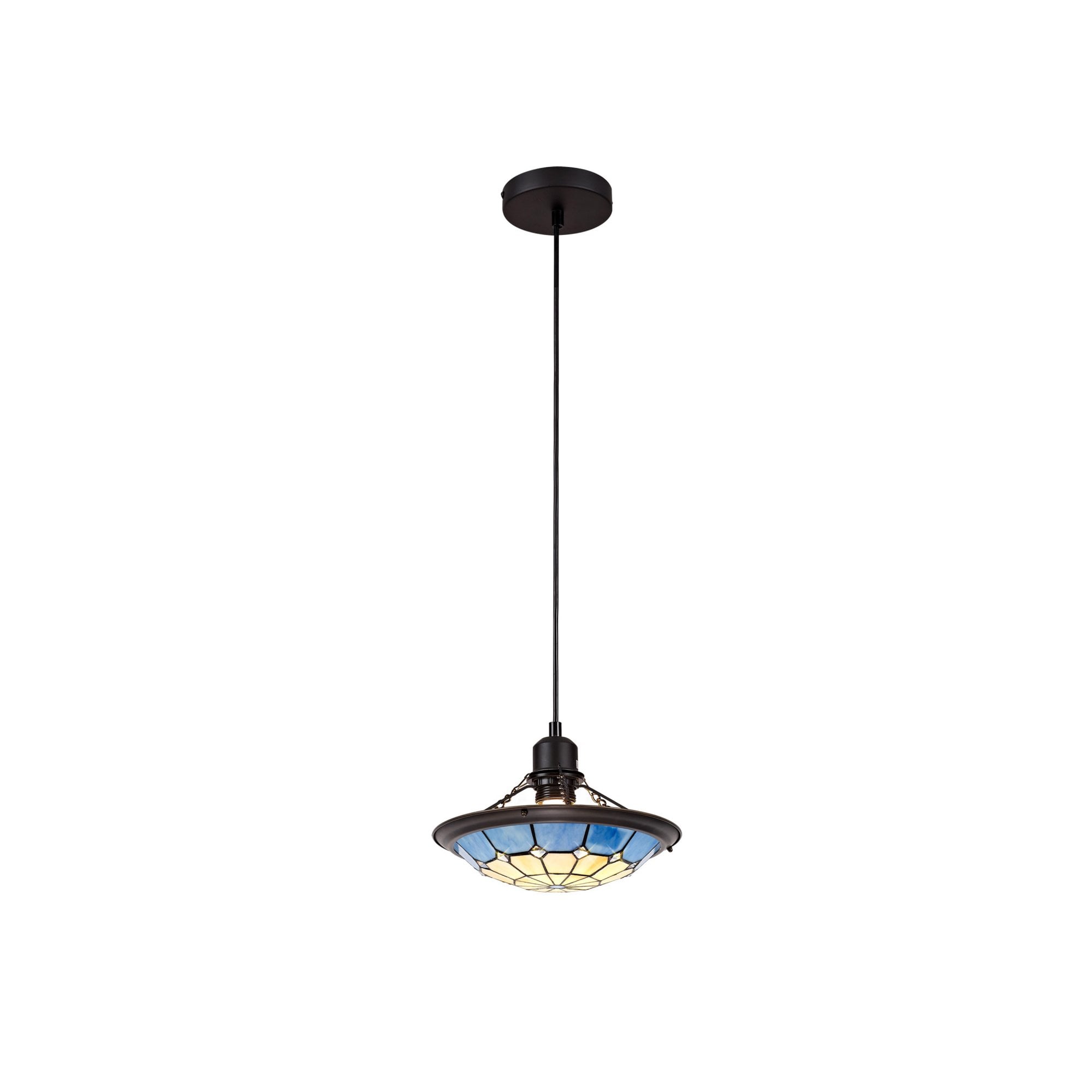 Fabula Althorne Single Pendant - 35cm Tiffany Shade - Rich Blue