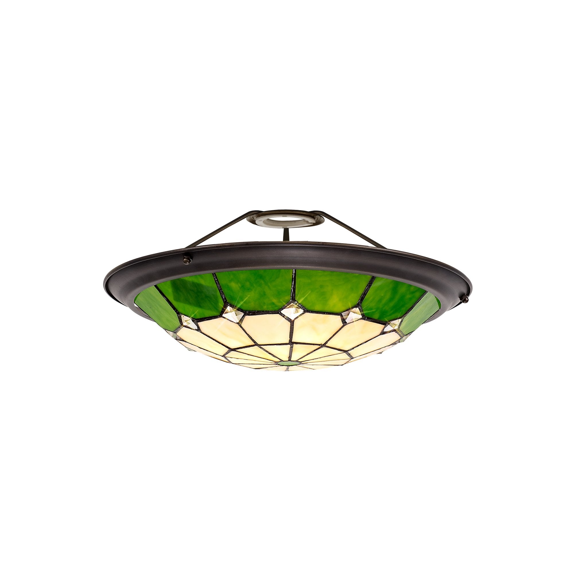 Fabula Althorne 35cm Tiffany Uplighter Shade - Green - Shade Only