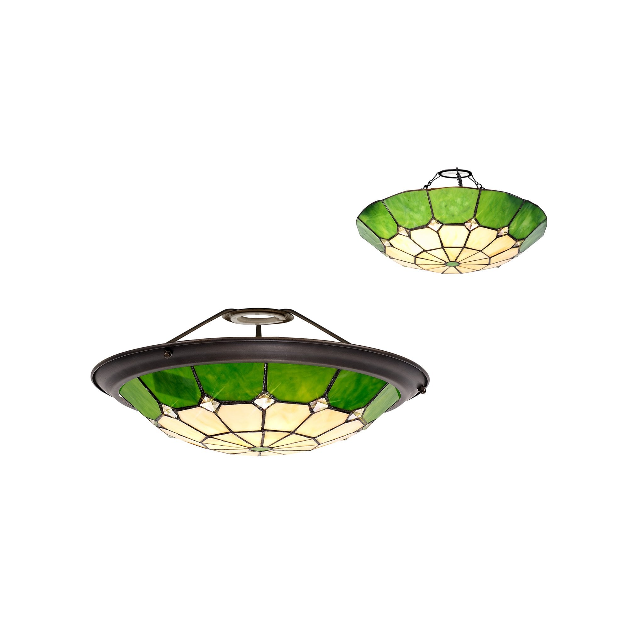 Fabula Althorne 35cm Tiffany Uplighter Shade - Green - Shade Only