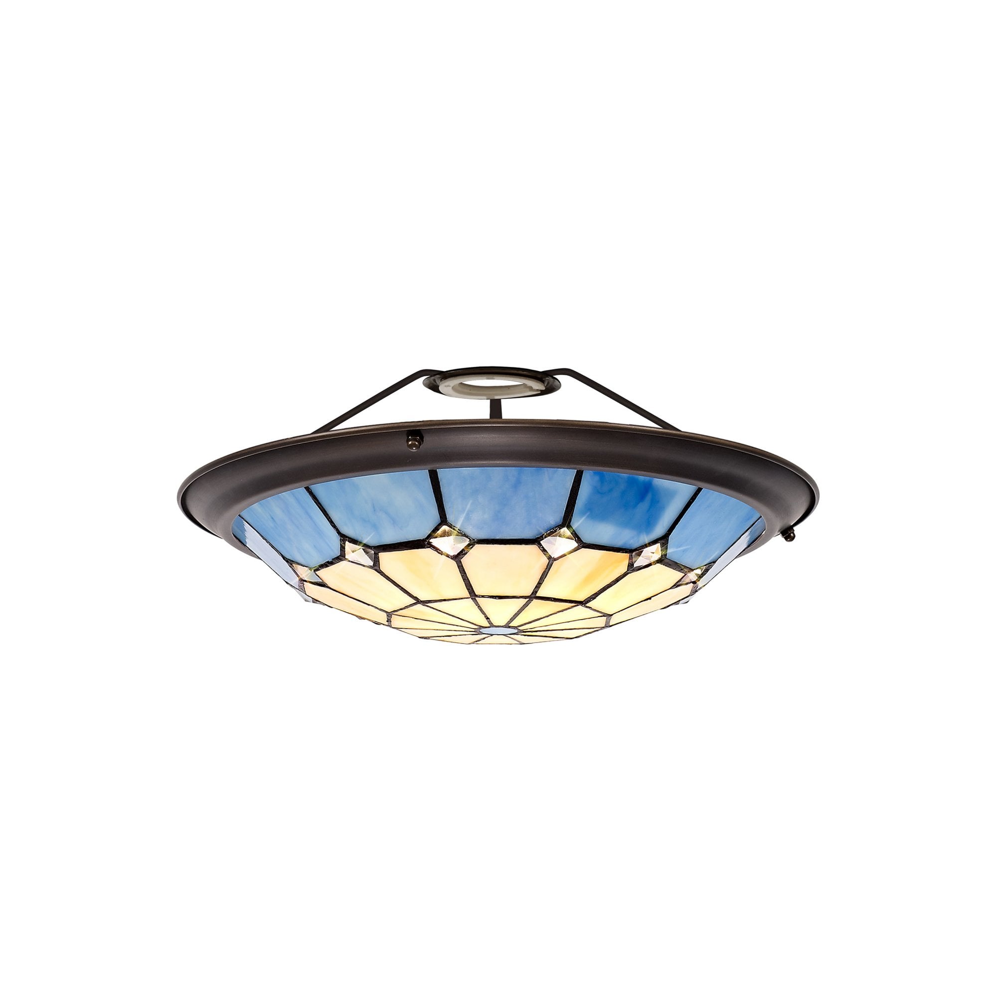 Fabula Althorne 35cm Tiffany Uplighter Shade - Rich Blue - Shade Only