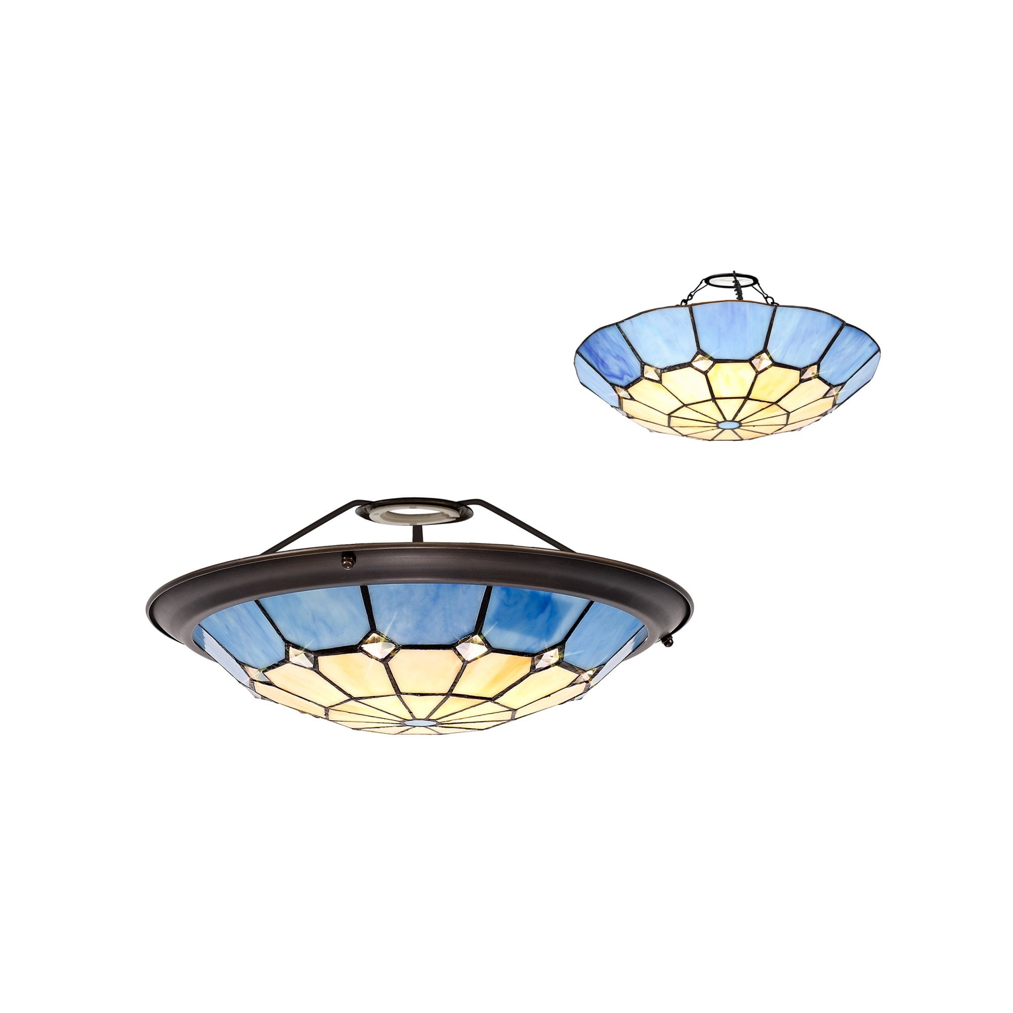 Fabula Althorne 35cm Tiffany Uplighter Shade - Rich Blue - Shade Only