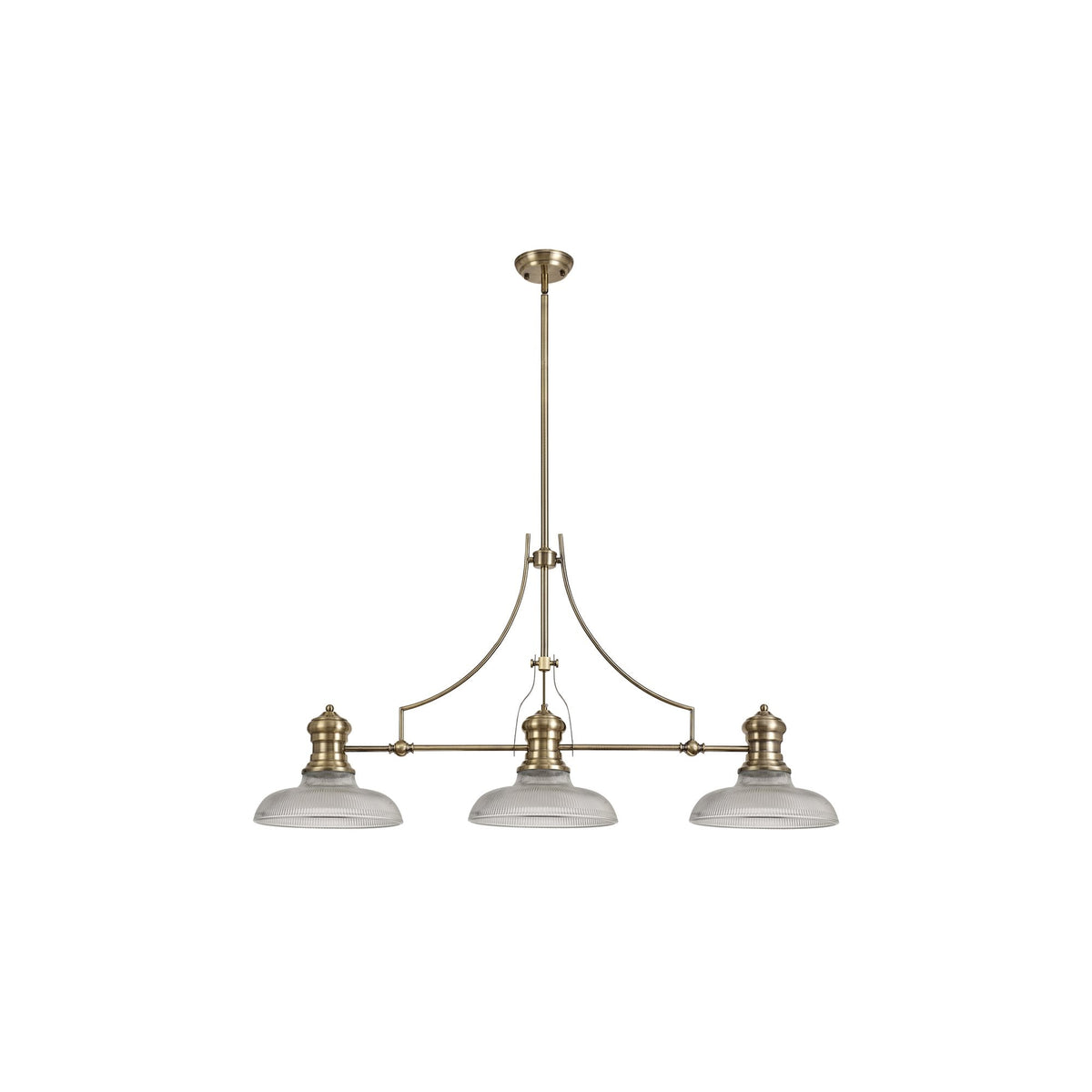 Alos 3 Light Linear 30cm Pendant Round Glass Shade - Antique Brass MD20354