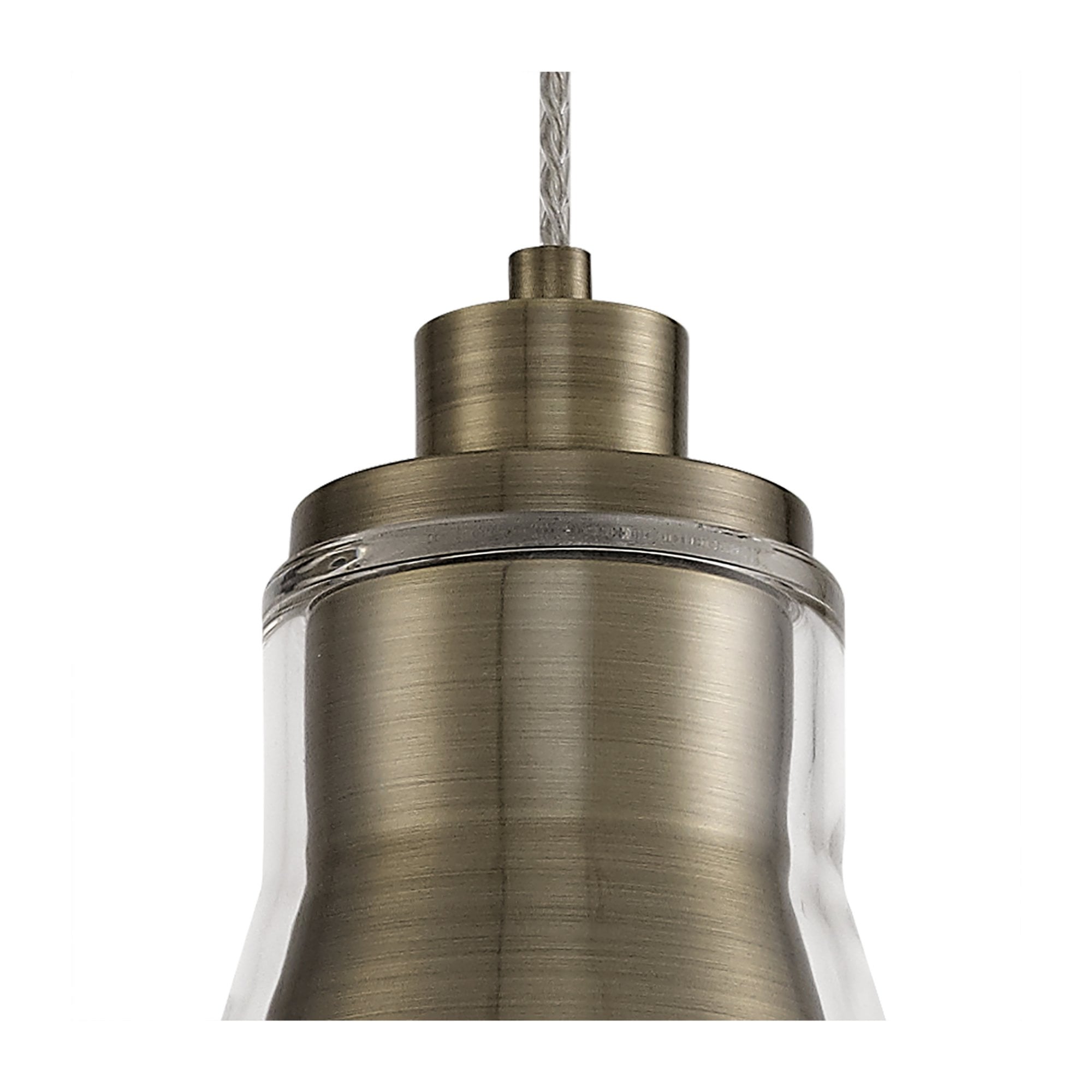 Fabula Pentire Single Pendant - Antique Brass & Clear Glass