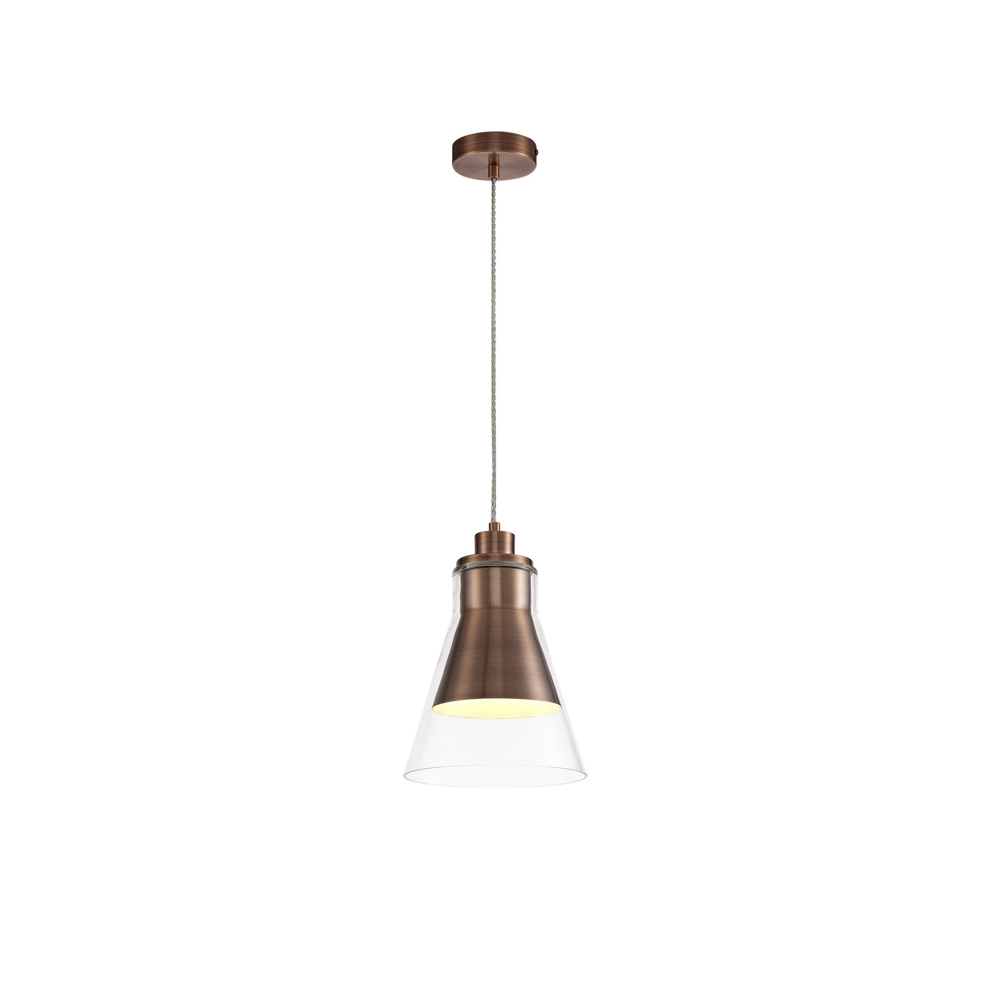 Fabula Pentire Single Pendant - Antique Copper & Clear Glass