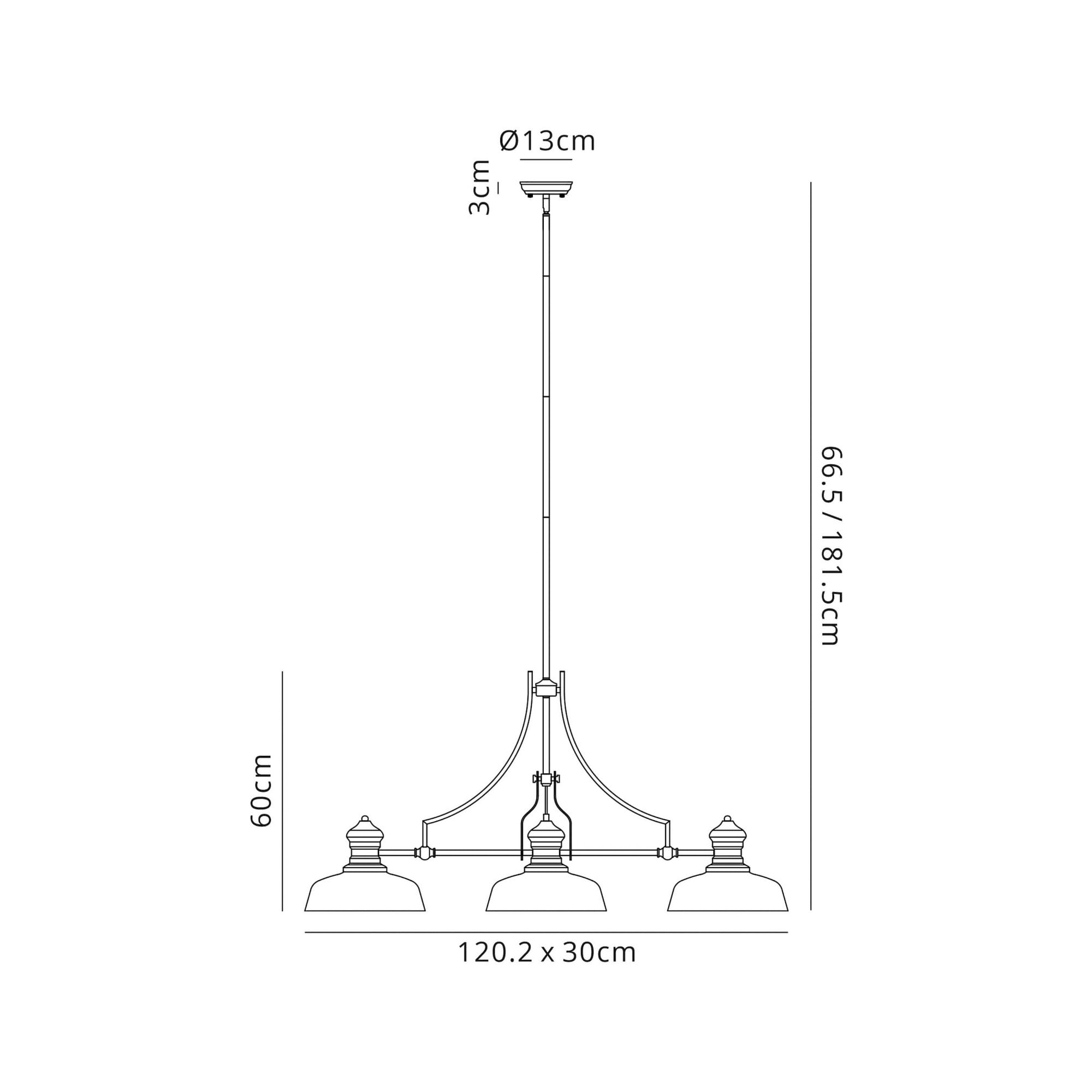 Fabula Epping 3 Light Linear Pendant - 30cm Flat Round Glass Shades - Polished Nickel & Clear Glass