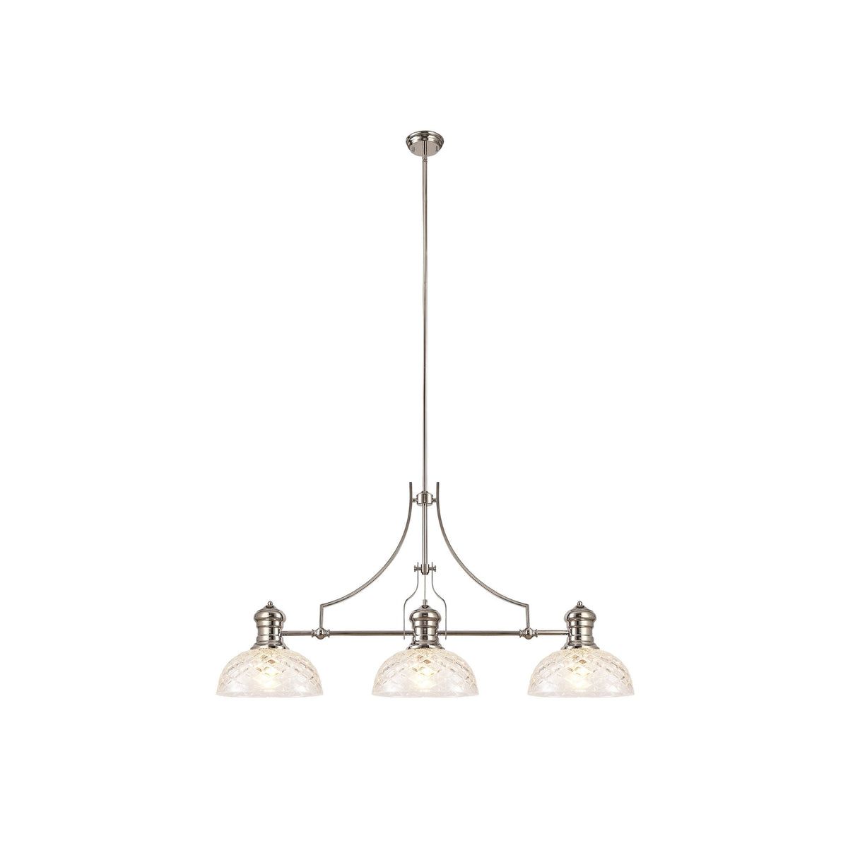 Alos 3 Light Linear Pendant with 30cm Shade - Polished Nickel & Clear ...