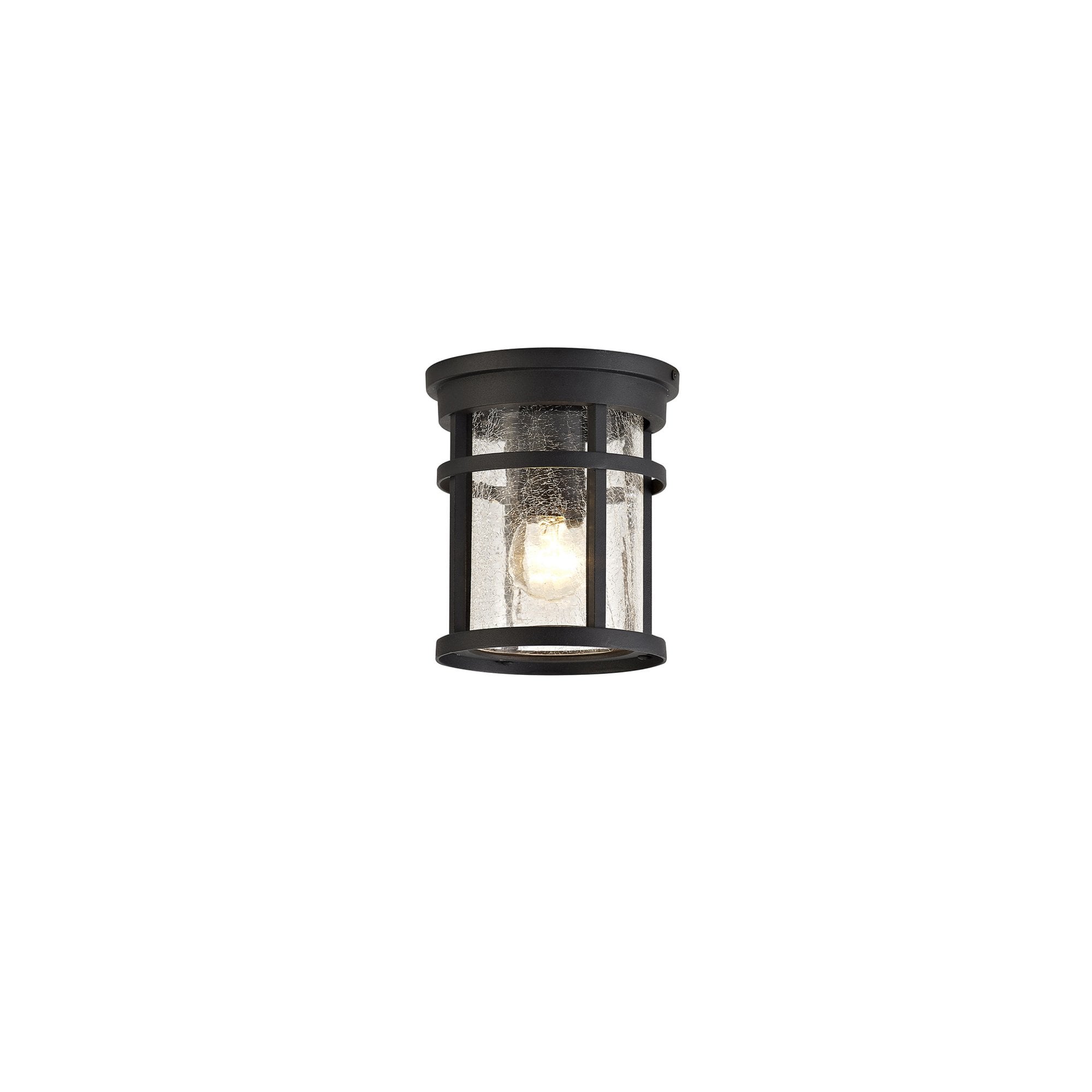Fabula Bennington Flush Light - Black & Clear Crackled Glass - IP54