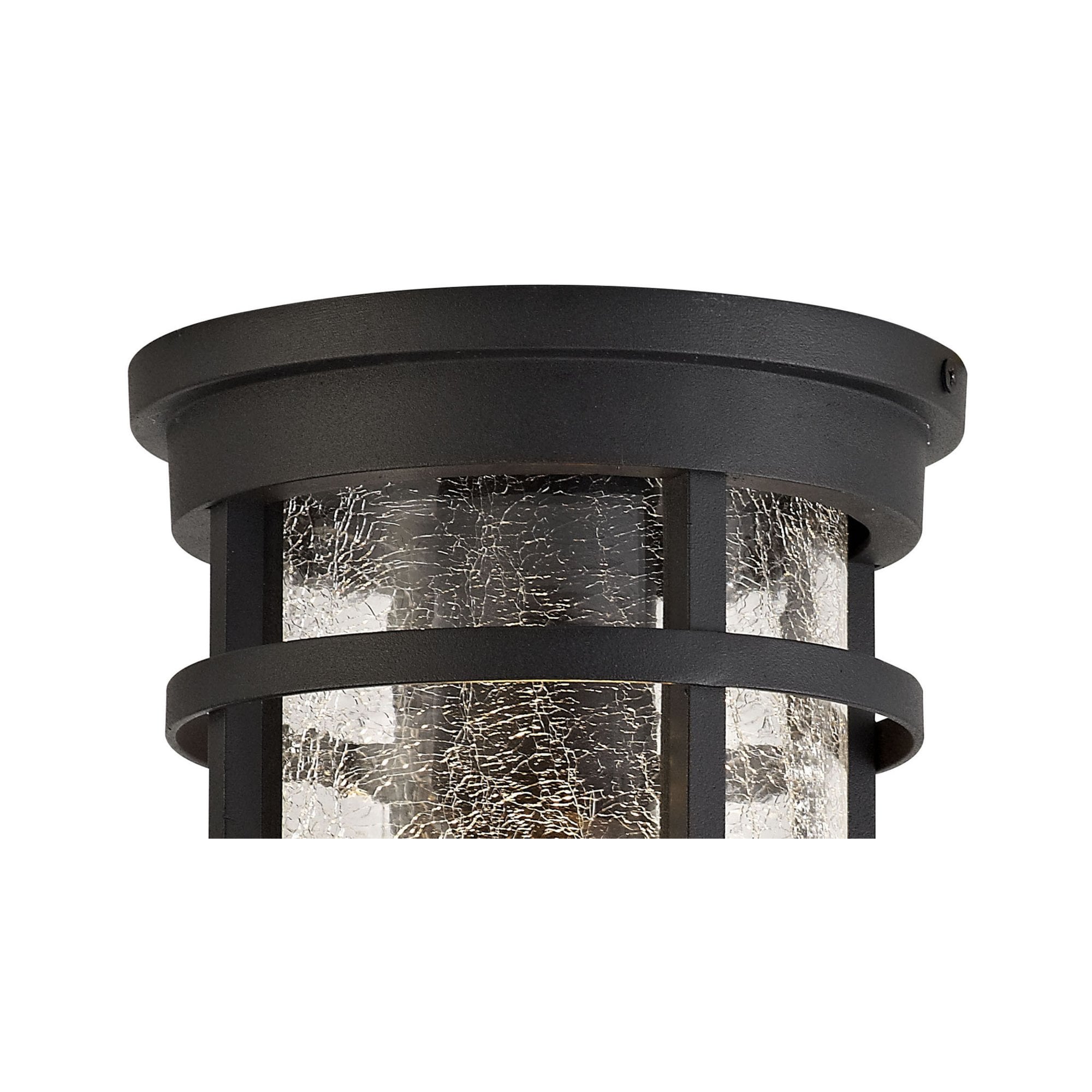 Fabula Bennington Flush Light - Black & Clear Crackled Glass - IP54