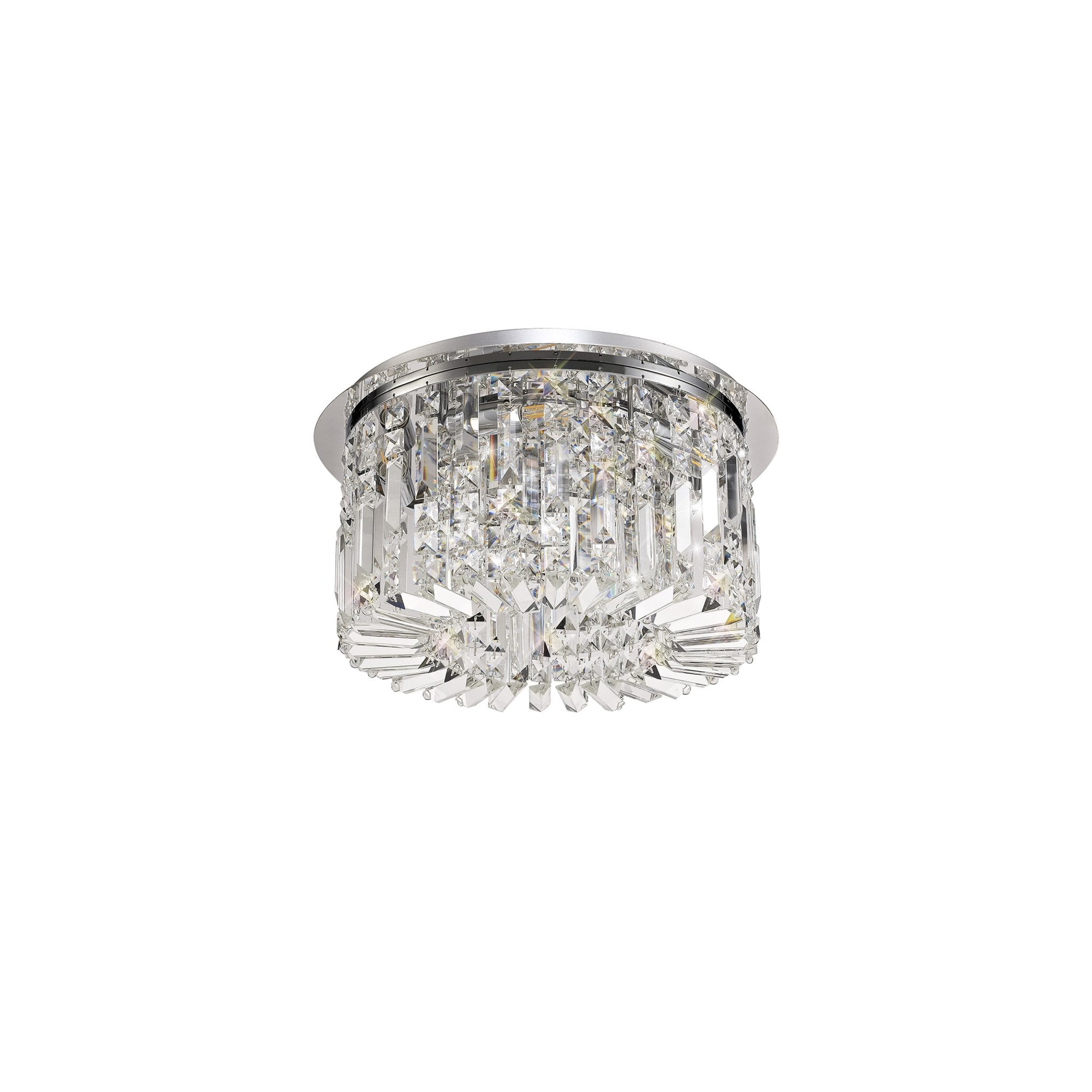 Fabula Fernbank 5 Light Round Flush Chandelier - Polished Chrome & Crystal