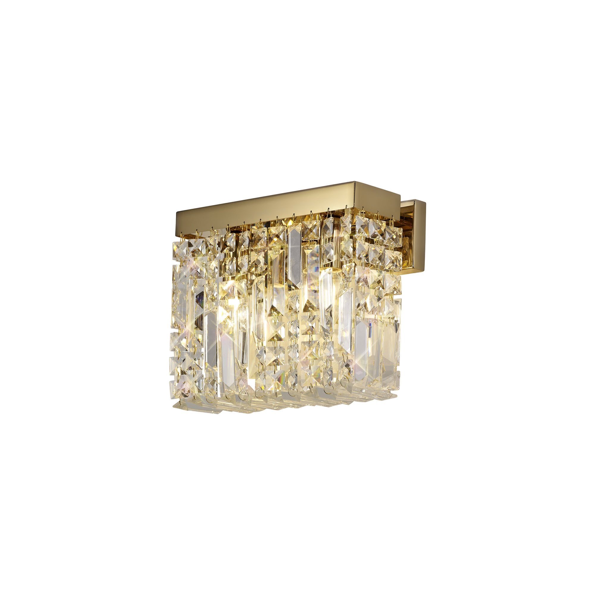 Fabula Fernbank 2 Light Small Rectangular Wall Lamp - Gold & Crystal
