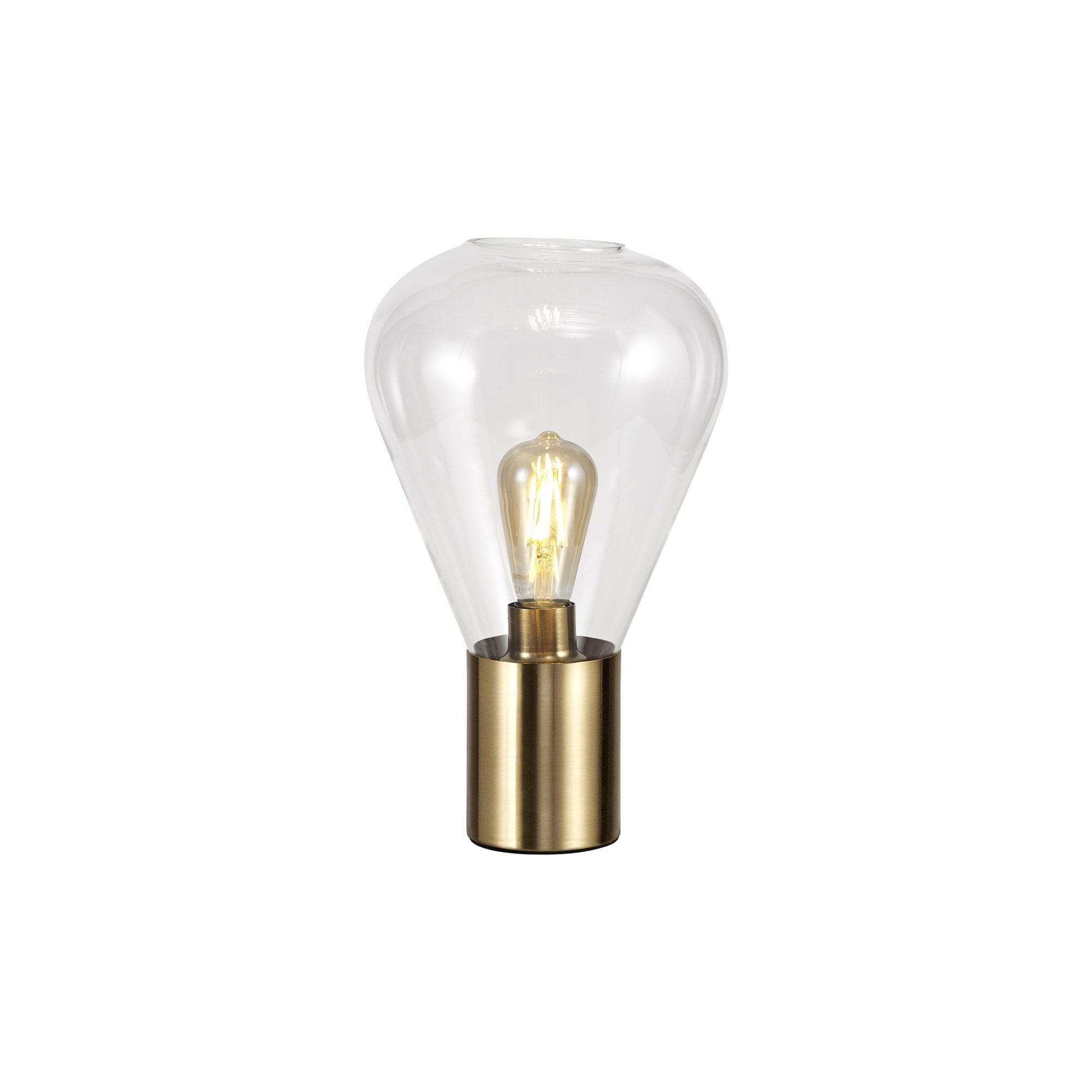 Fabula Maple Narrow Table Lamp - Aged Brass & Clear Glass