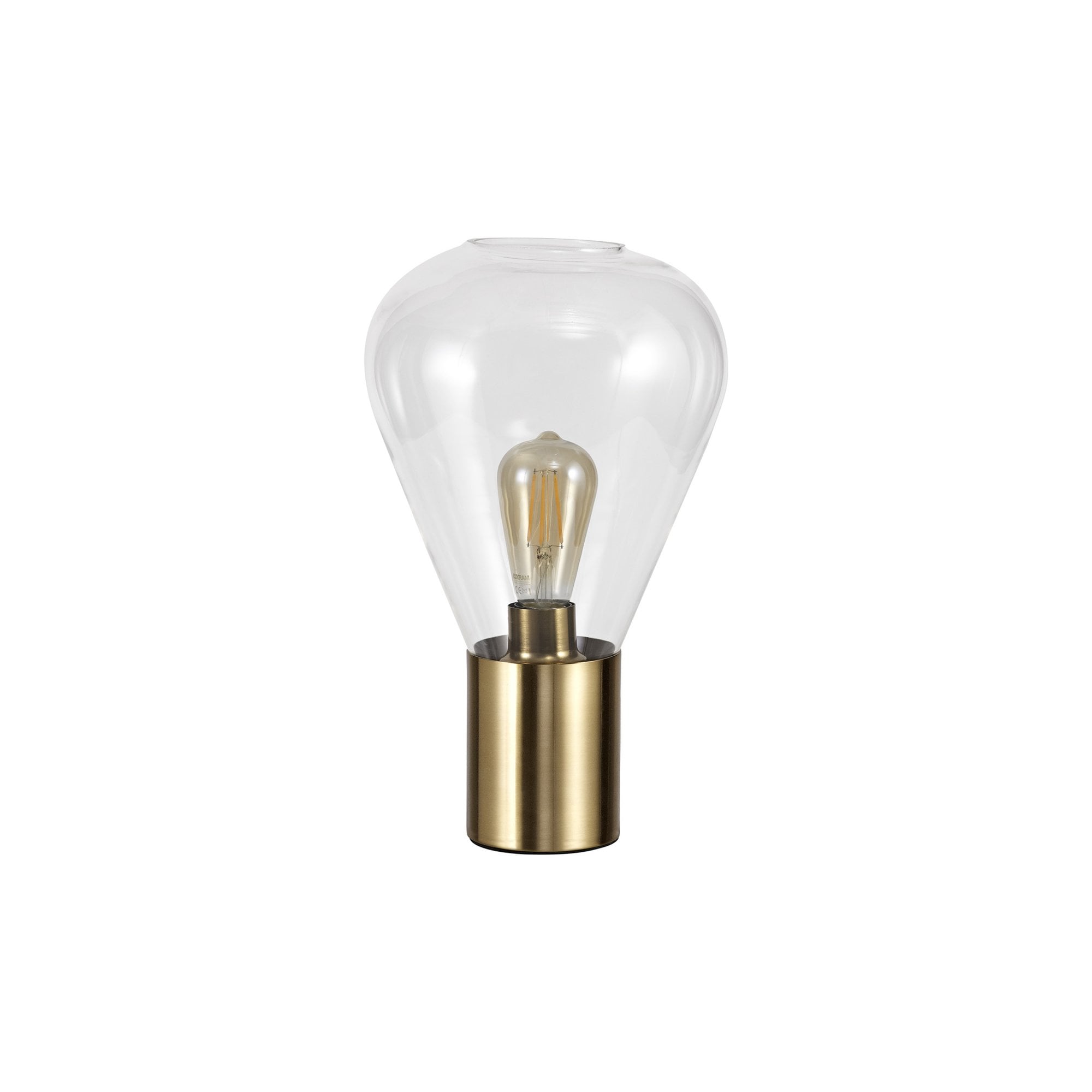 Fabula Maple Narrow Table Lamp - Aged Brass & Clear Glass