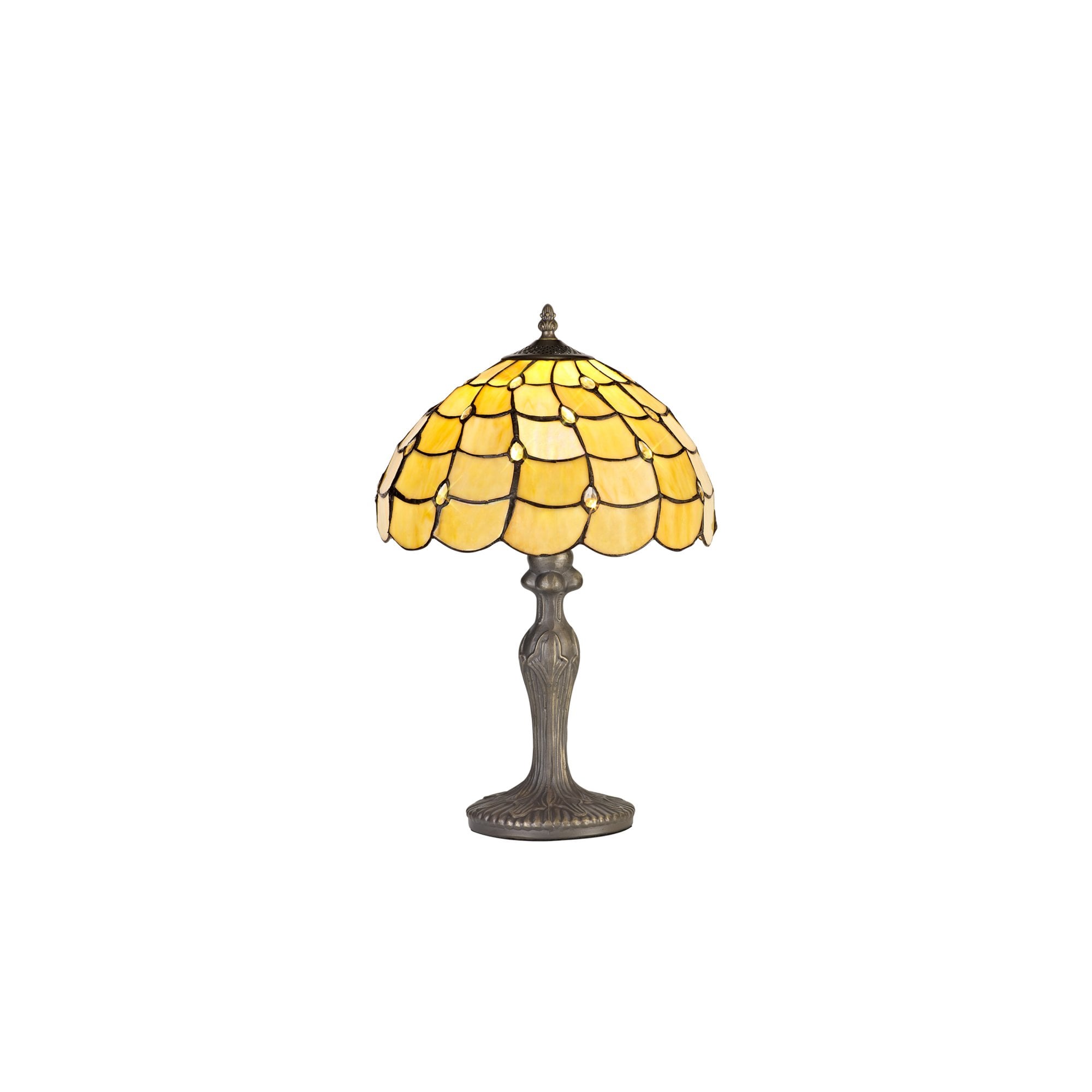 Fabula Crescent Single Curved Table Lamp - 30cm Tiffany Shade - Beige