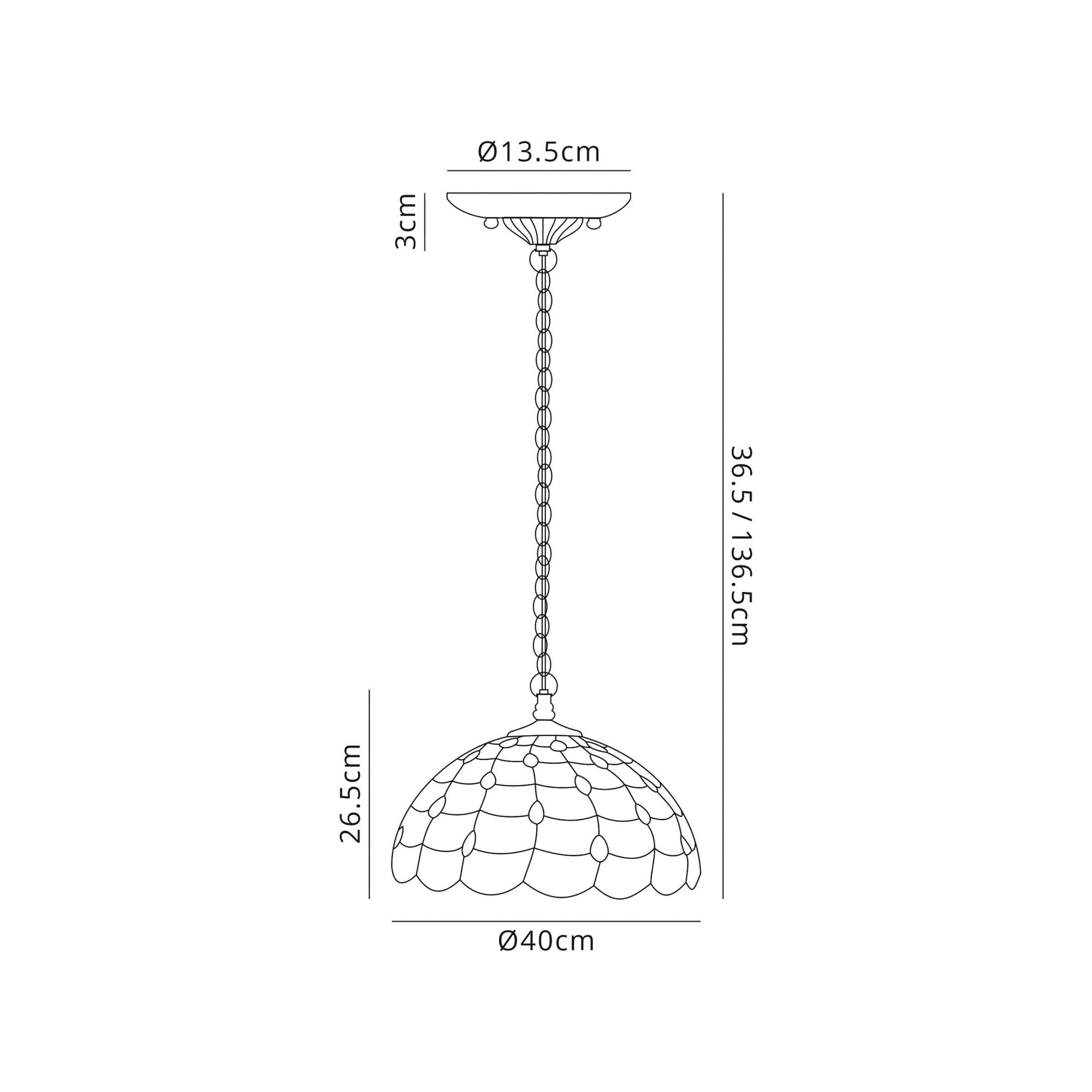 Fabula Crescent Single Downlighter Pendant - 40cm Tiffany Shade - Beige
