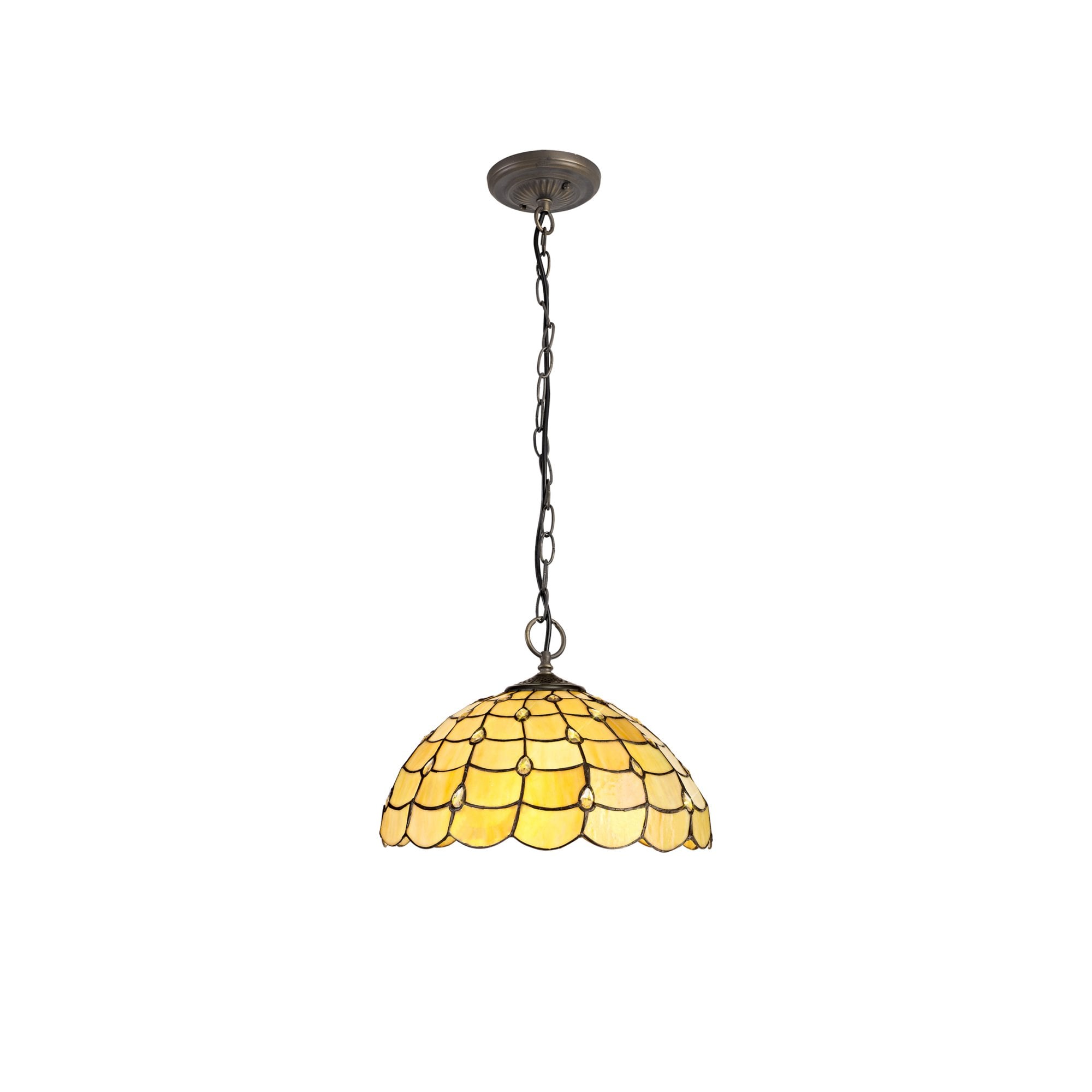 Fabula Crescent 3 Light Semi-Flush Light - 40cm Tiffany Shade - Beige