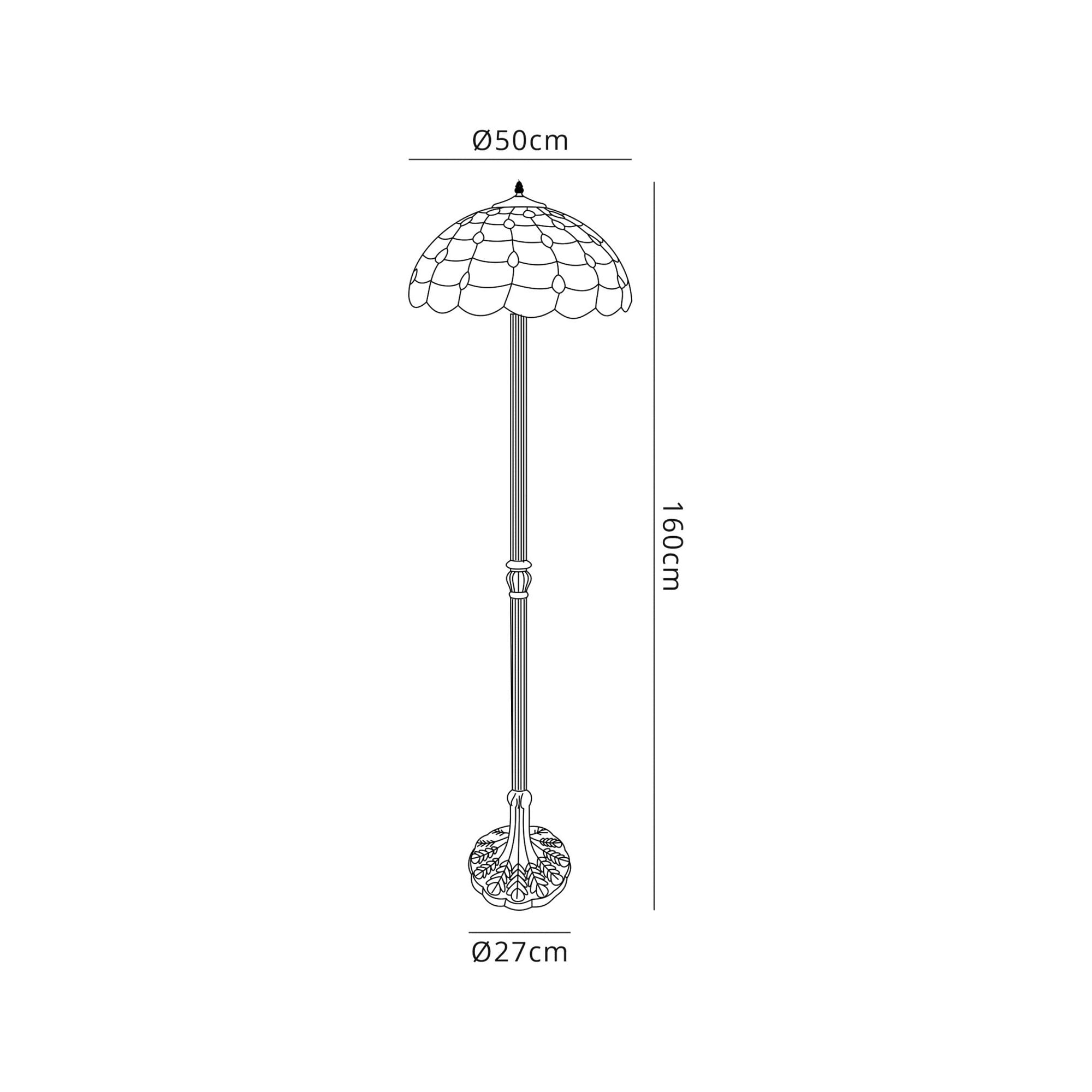 Fabula Crescent 2 Light Leaf Design Floor Lamp - 50cm Tiffany Shade - Beige