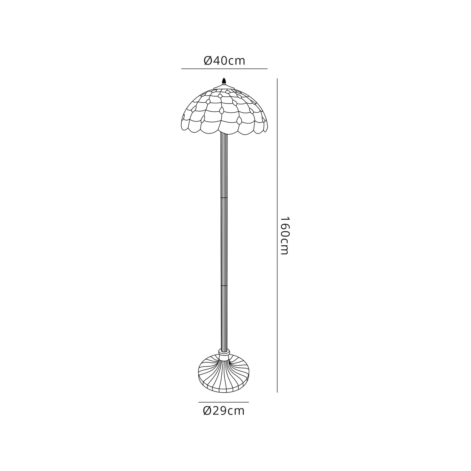 Fabula Crescent 2 Light Stepped Design Floor Lamp - 40cm Tiffany Shade - Beige