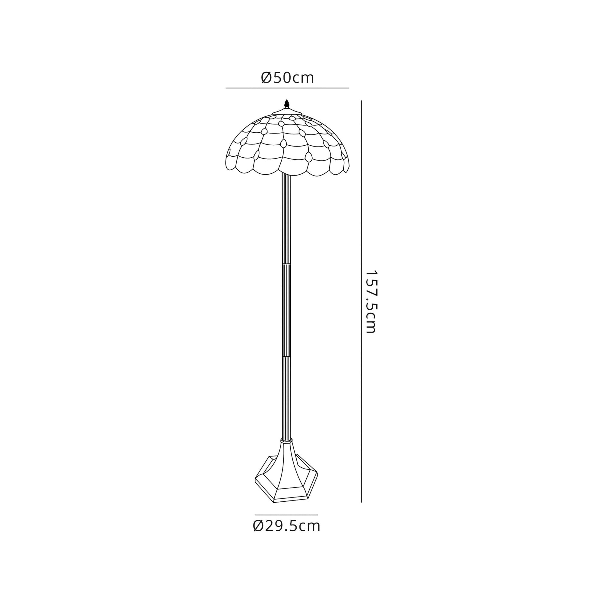 Fabula Crescent 2 Light Octagonal Floor Lamp - 50cm Tiffany Shade - Beige