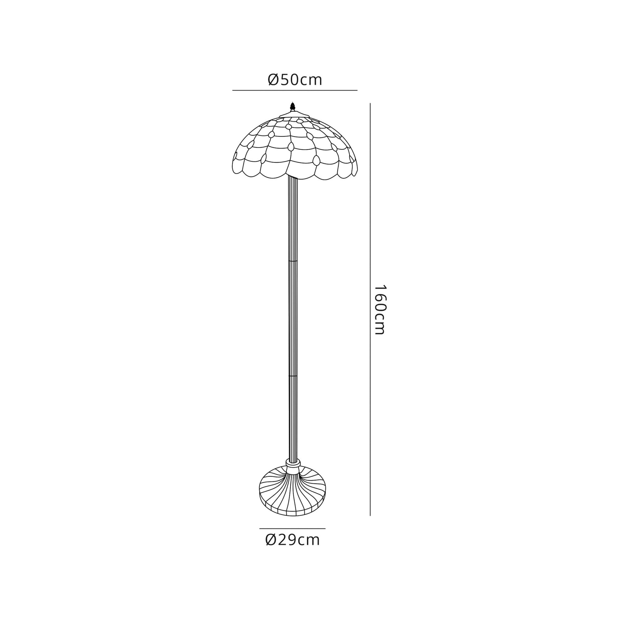 Fabula Crescent 2 Light Stepped Design Floor Lamp - 50cm Tiffany Shade - Beige
