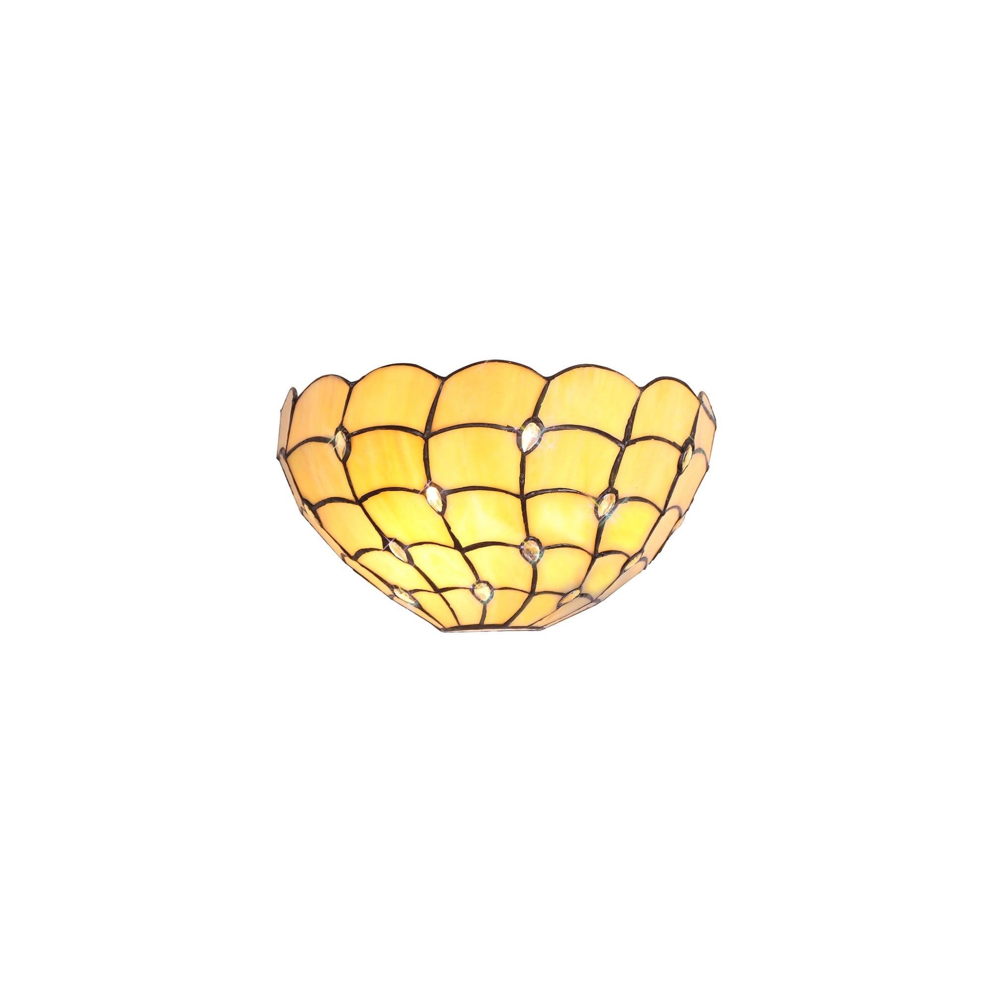 Fabula Crescent 2 Light Wall Lamp - 30cm Tiffany Shade - Beige
