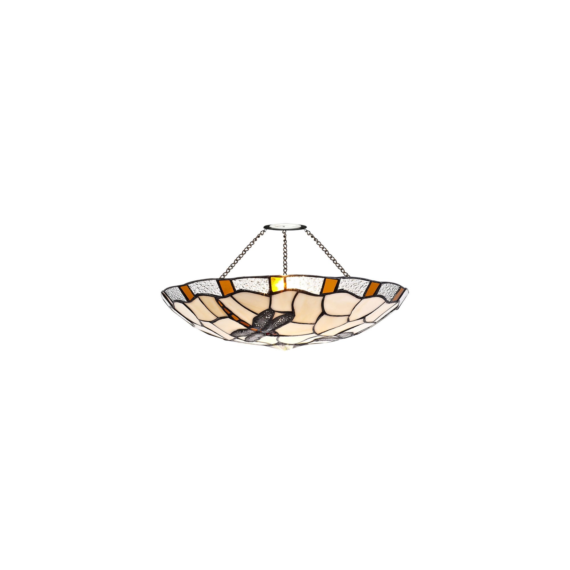 Fabula Mannock 35cm Tiffany Uplighter Shade - Amber & Cream - Shade Only