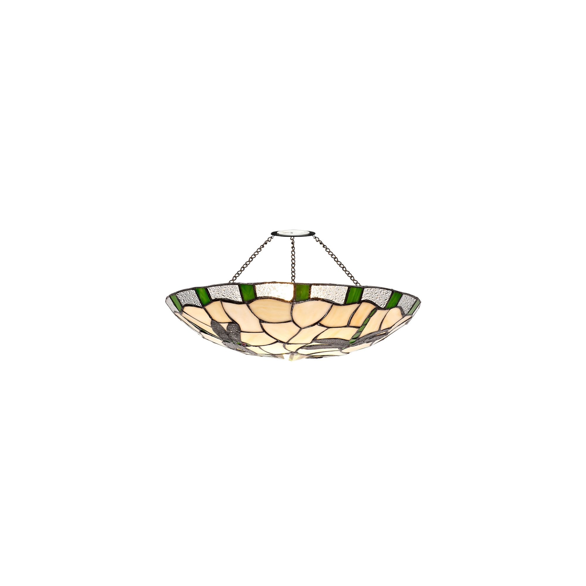 Fabula Mannock 35cm Tiffany Uplighter Shade - Green & Cream - Shade Only