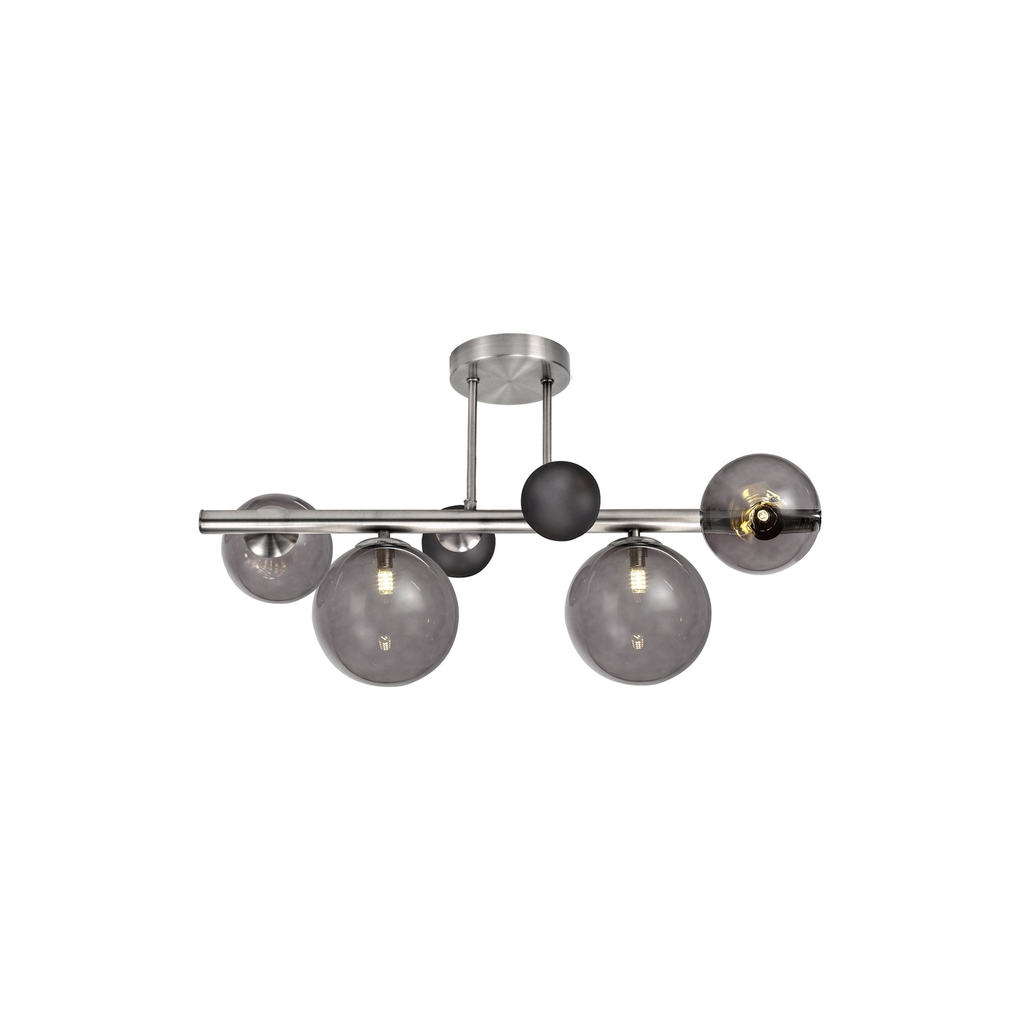 Fabula Roding 4 Light Semi-Flush Light - Polished Chrome, Smoked Glass