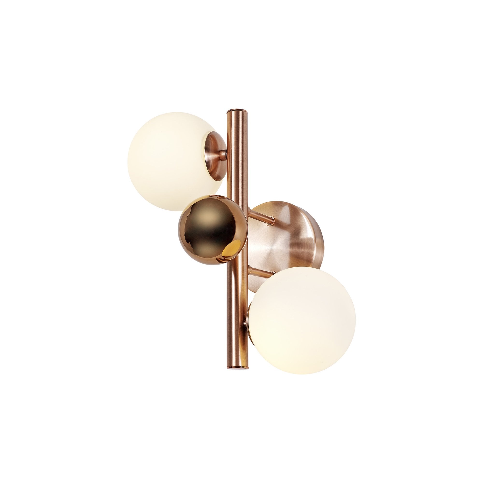 Fabula Roding 2 Light Wall Lamp - Antique Copper, Opal & Copper Glass