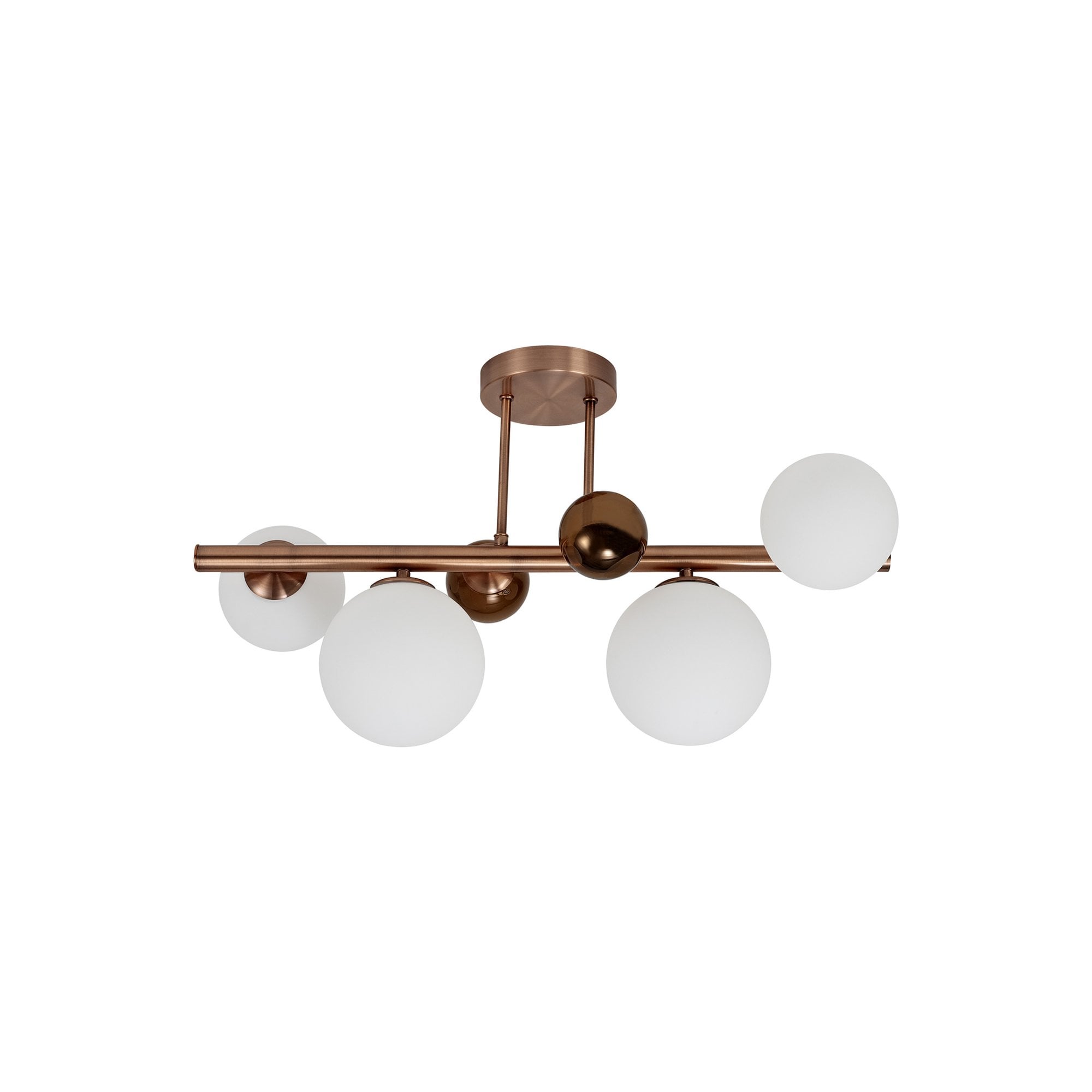 Fabula Roding 4 Light Semi-Flush Light - Antique Copper, Opal & Copper Glass