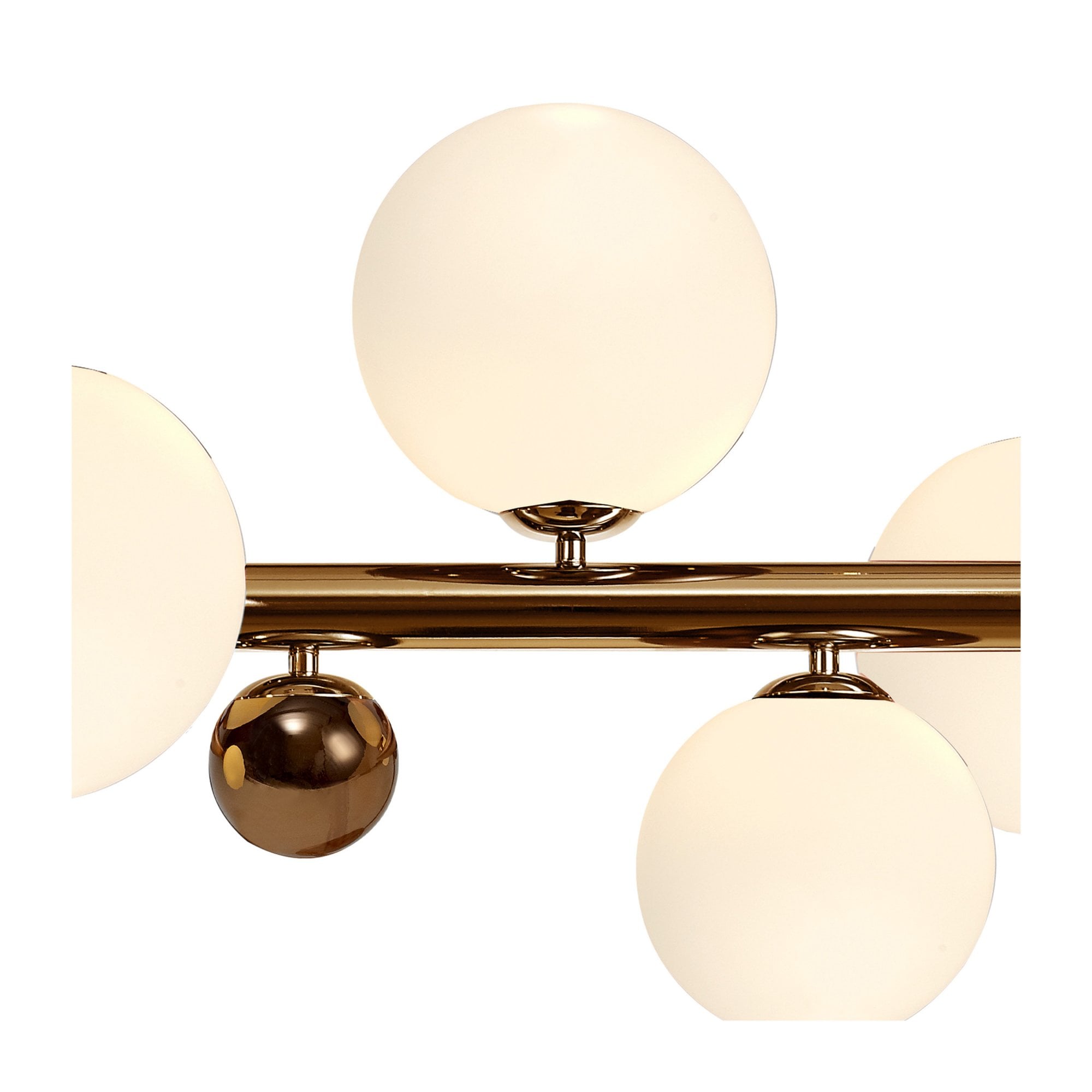 Fabula Roding 7 Light Linear Pendant - Antique Copper, Opal & Copper Glass