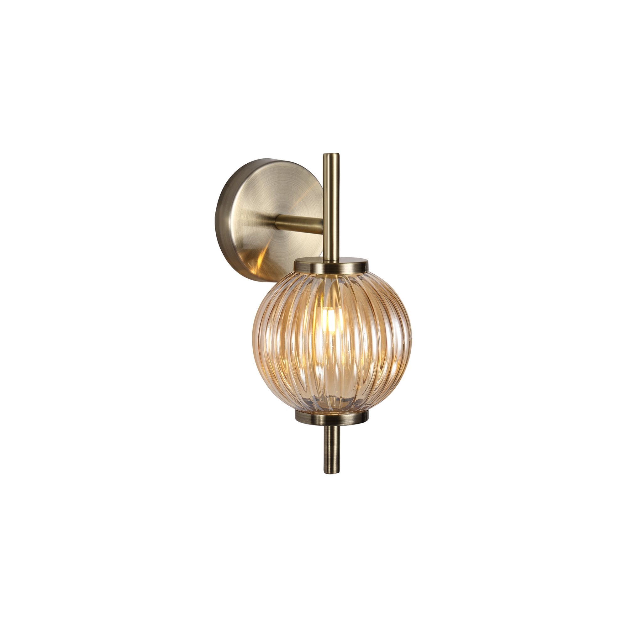 Fabula Churchill Single Wall Lamp - Antique Brass & Amber Glass