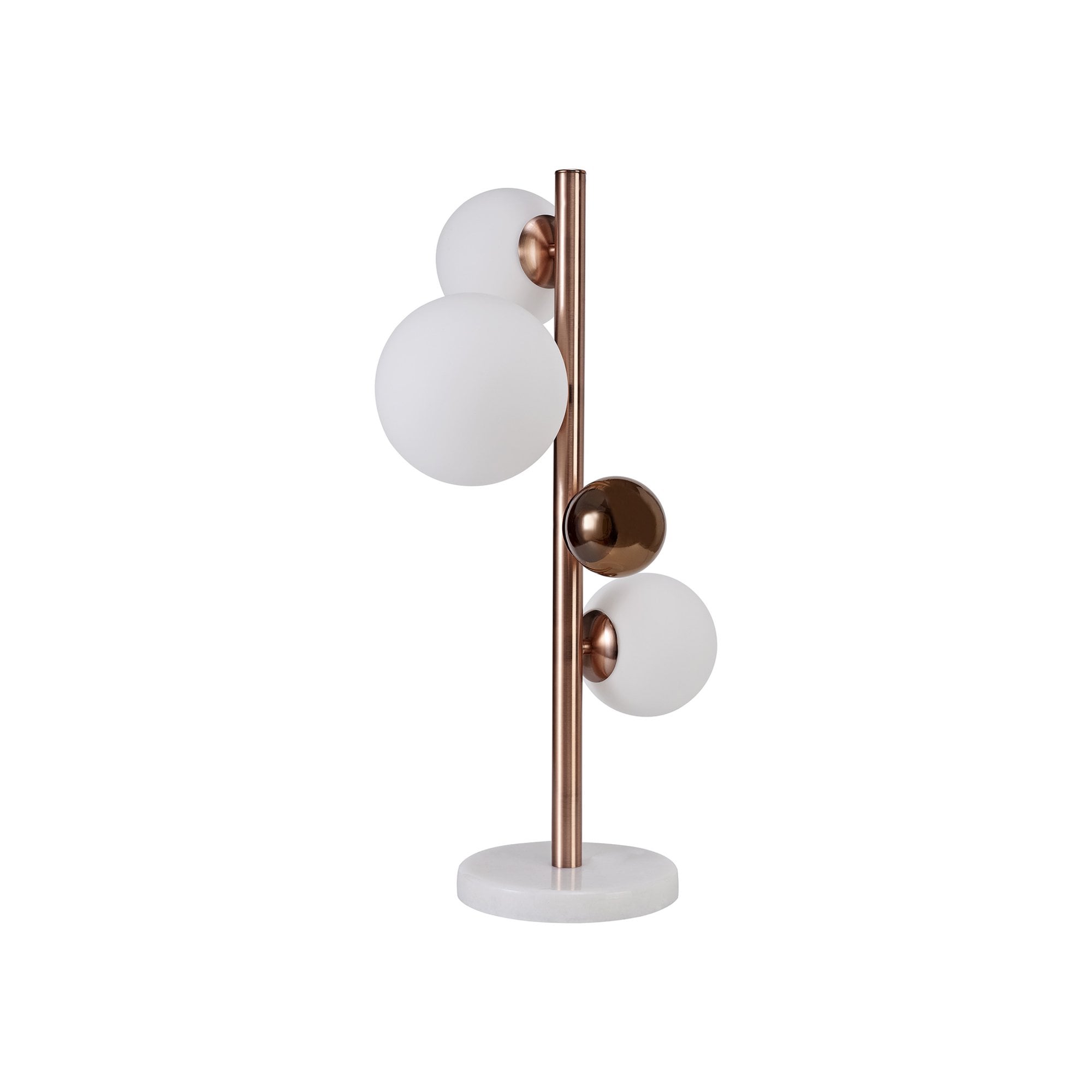 Fabula Roding 3 Light Table Lamp - Antique Copper, White Marble, Opal & Copper Glass