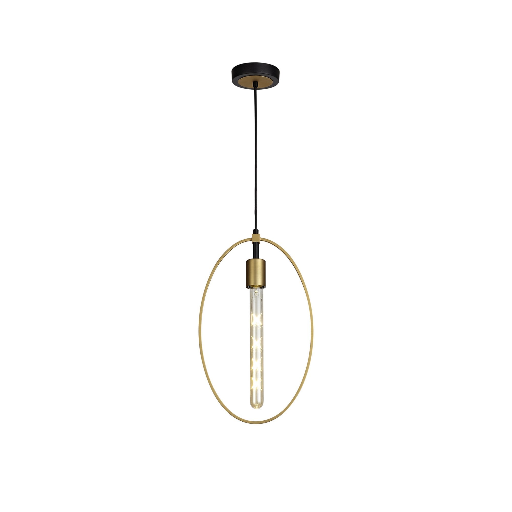 Fabula Silverdale Large Single Circle Pendant - Sand Gold & Matt Black