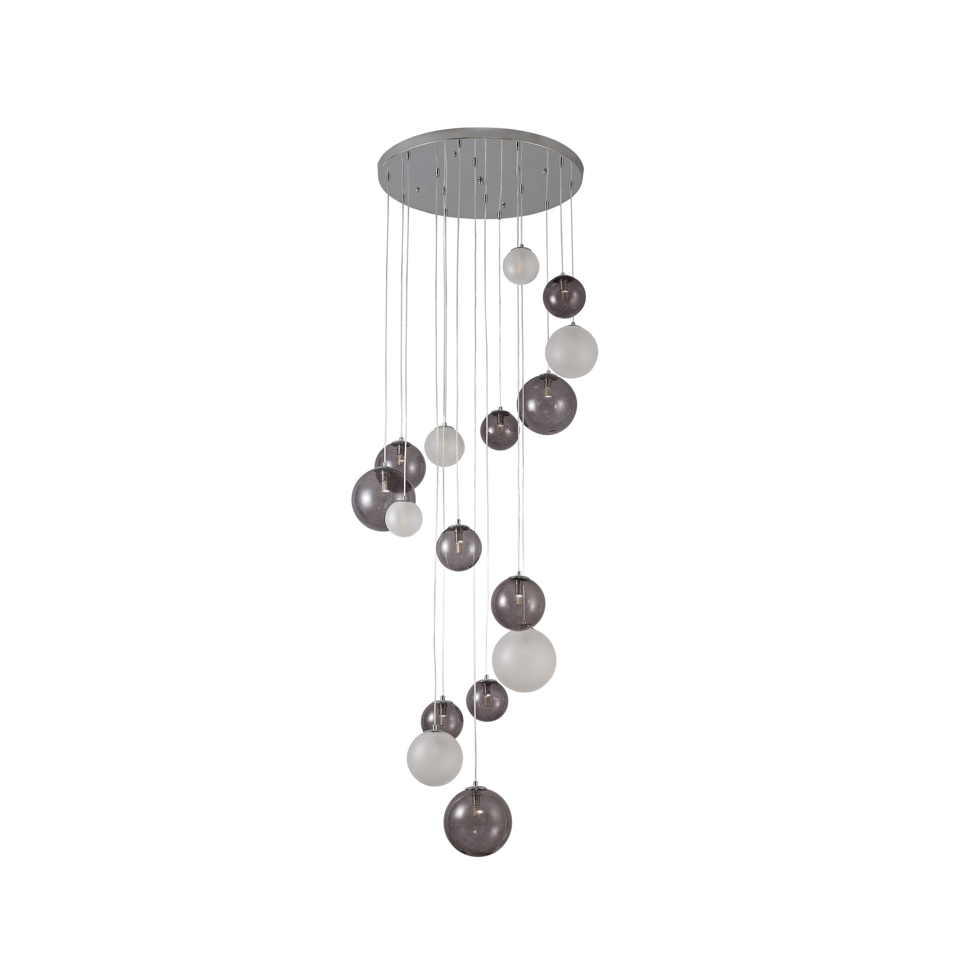 Fabula Roding 16 Light Pendant - Polished Chrome & Smoked Glass