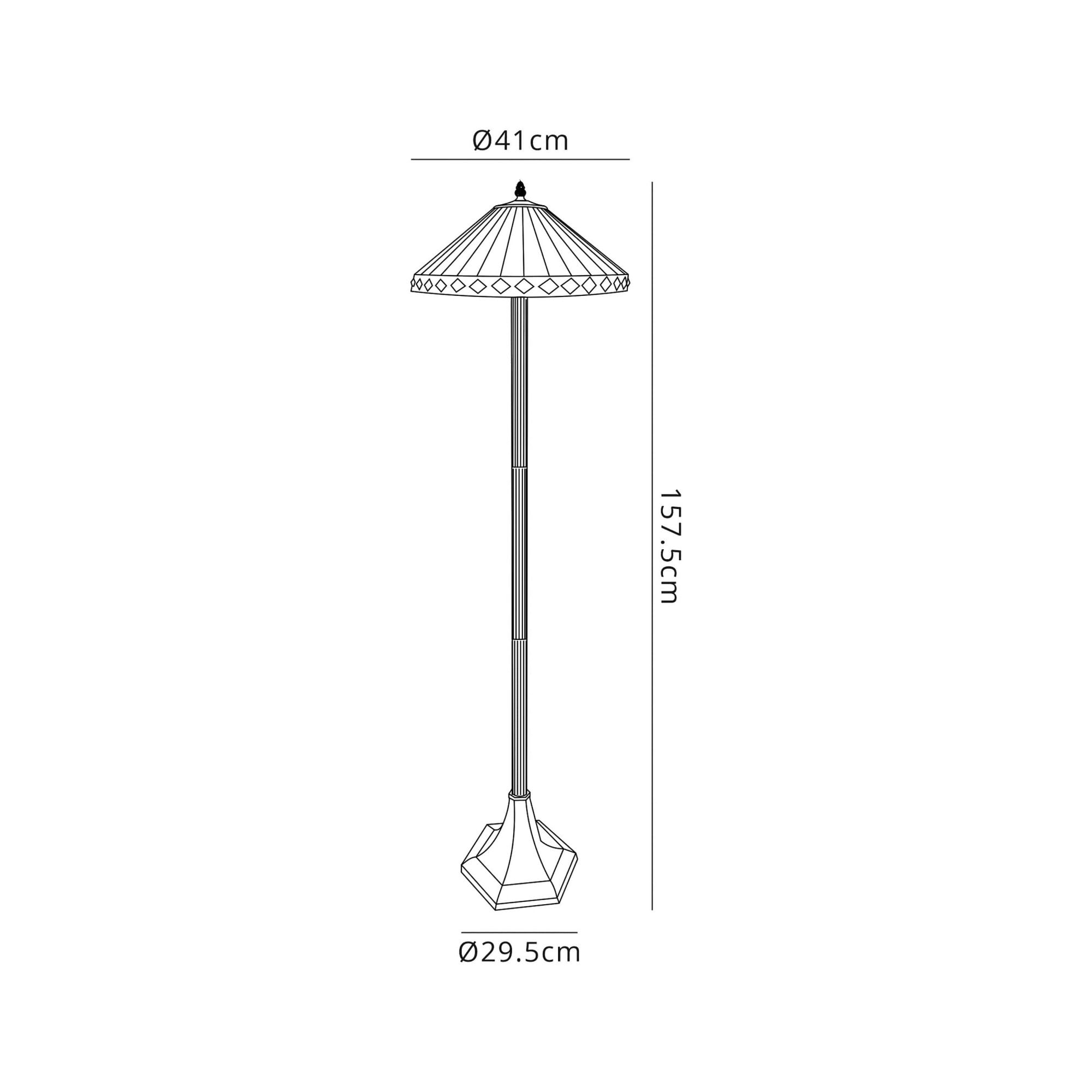 Fabula Westall 2 Light Octagonal Floor Lamp - 40cm Tiffany Shade - Amber & Cream