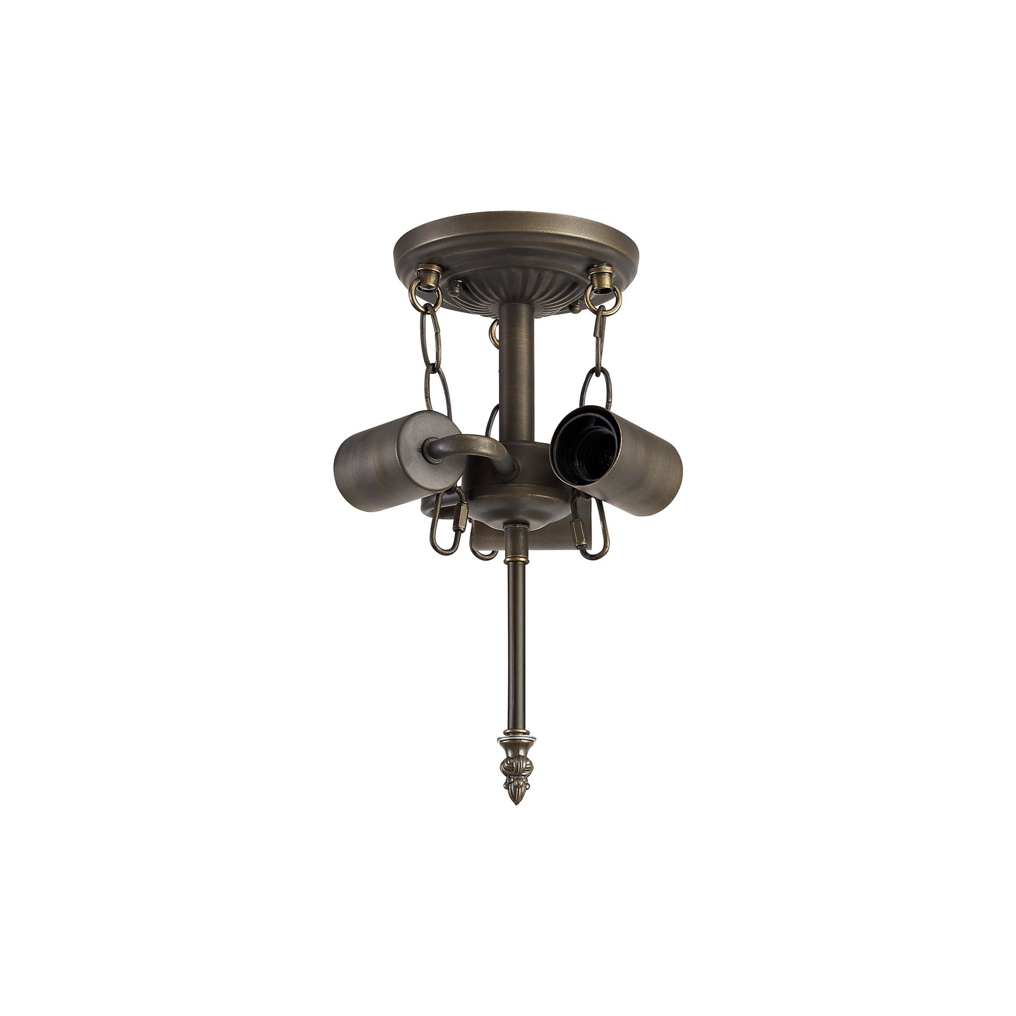 Fabula Harvest 3 Light Tiffany Semi-Flush Kit - Aged Antique Brass - Frame Only