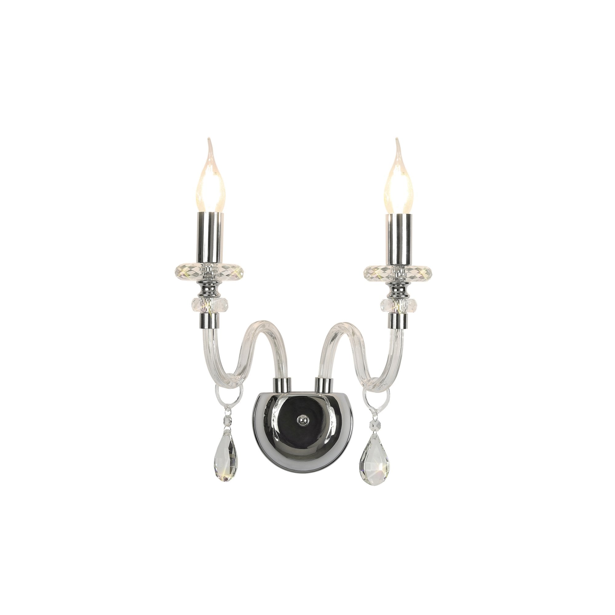 Fabula Hickman 2 Light Wall Lamp - Polished Chrome, Clear Glass & Crystal