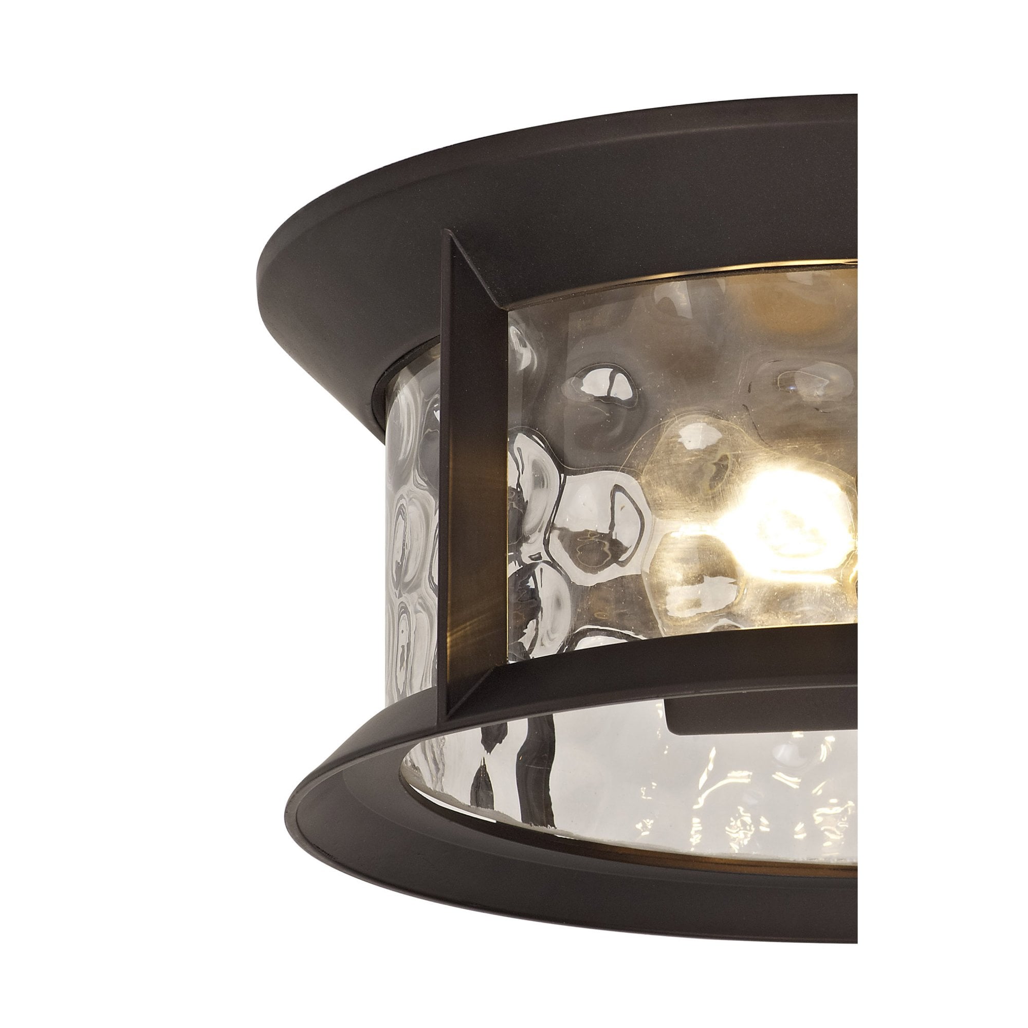 Fabula Bellamy Flush Light - Antique Bronze & Clear Ripple Glass - IP54