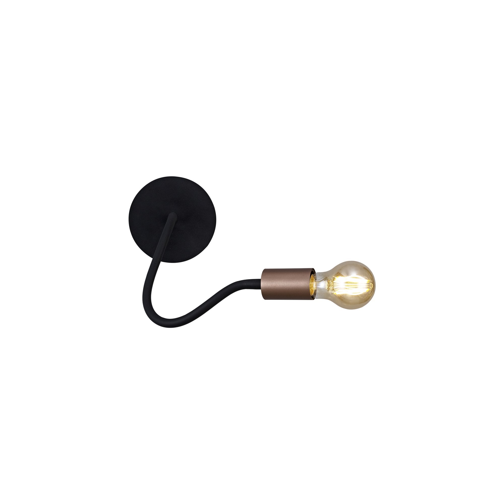 Fabula Hartwell Single Flexible Wall Lamp - Satin Black & Brushed Copper